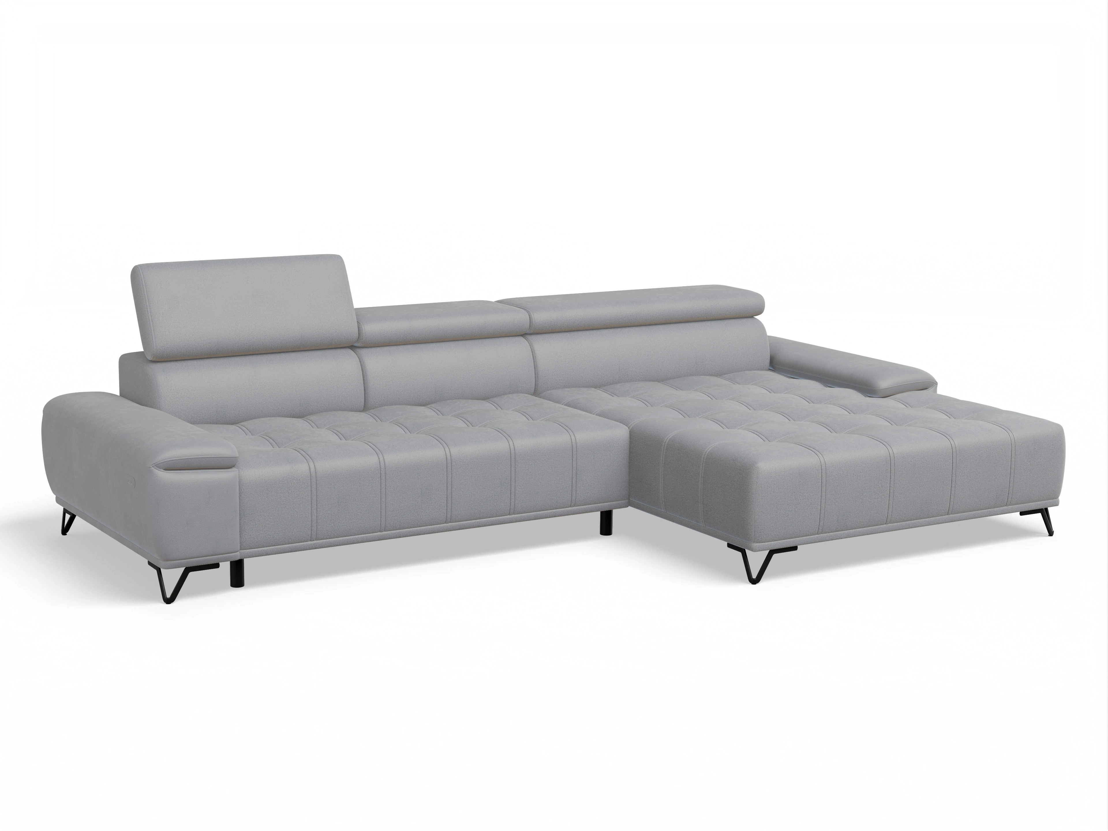 Sevilla OT Small R ohne Funktion Ansicht des Produktes Sevilla Ecksofa rechts Abschluss offen in Stoff Grau