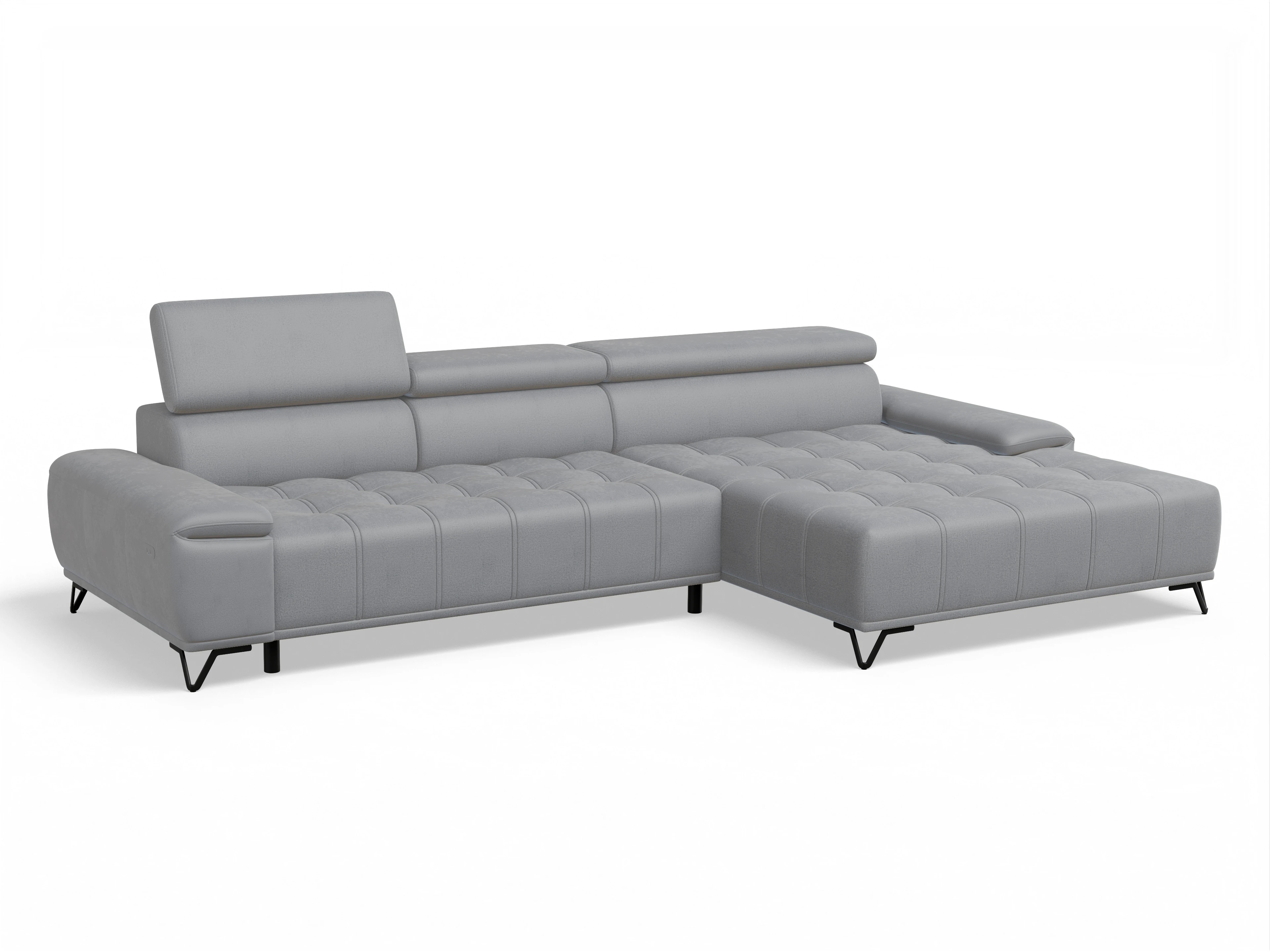 Sevilla OT Small R ohne Funktion Ansicht des Produktes Sevilla Ecksofa rechts Abschluss offen in Stoff Grau