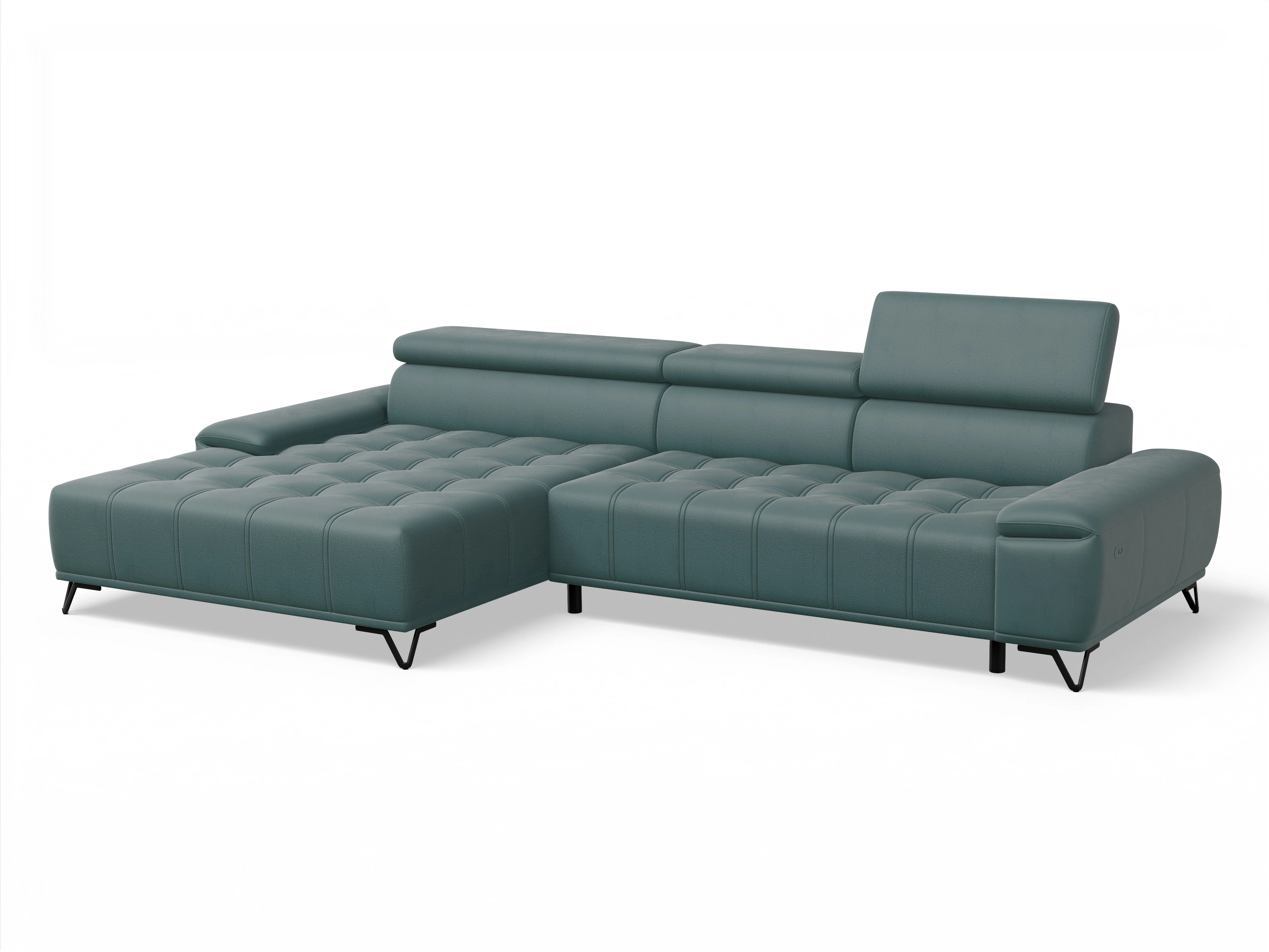 Sevilla OT Small L ohne Funktion Ansicht des Produktes Sevilla Ecksofa links Abschluss offen in Stoff Blau