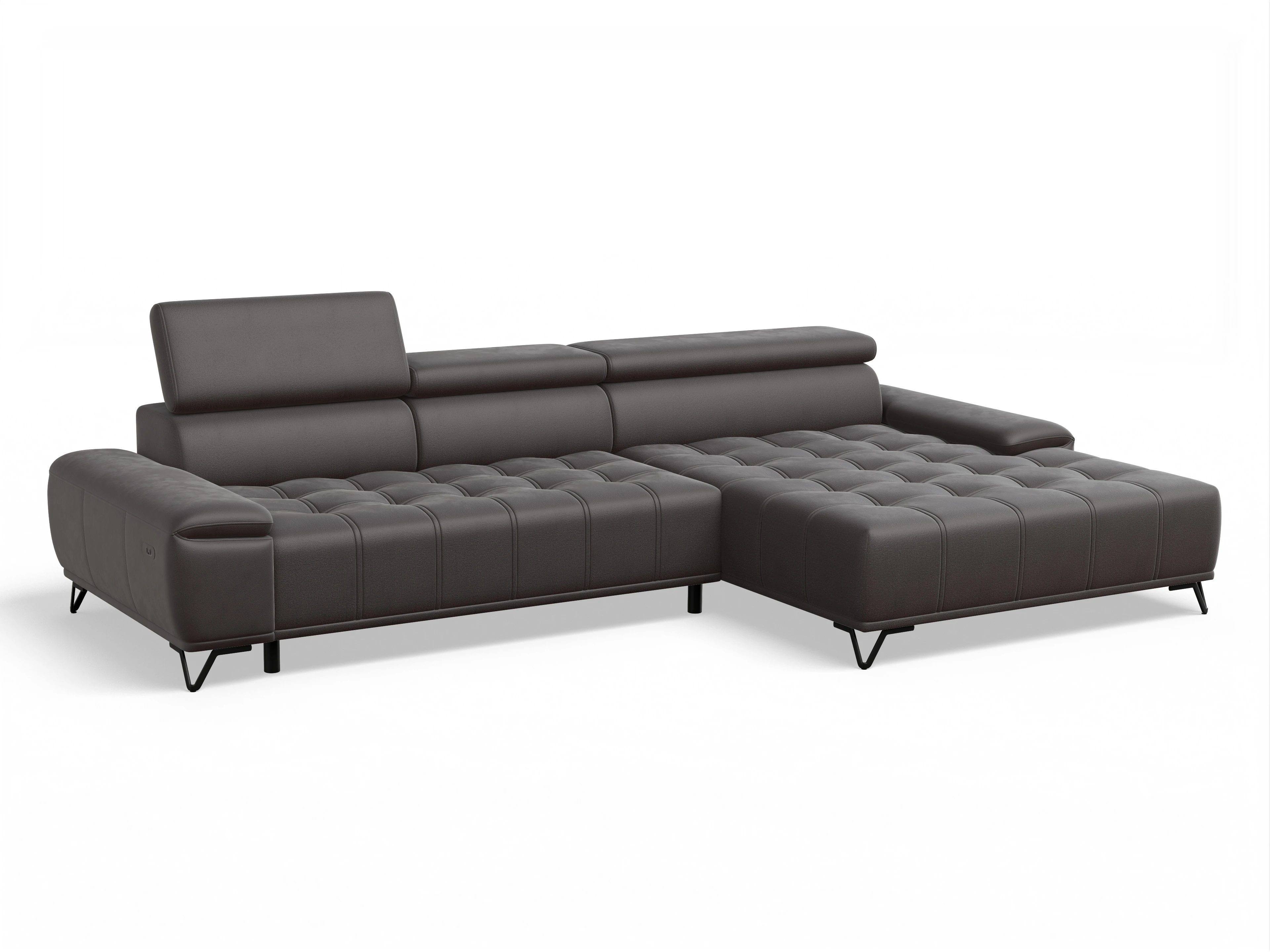 Sevilla OT Small R ohne Funktion Ansicht des Produktes Sevilla Ecksofa rechts Abschluss offen in Stoff Braun
