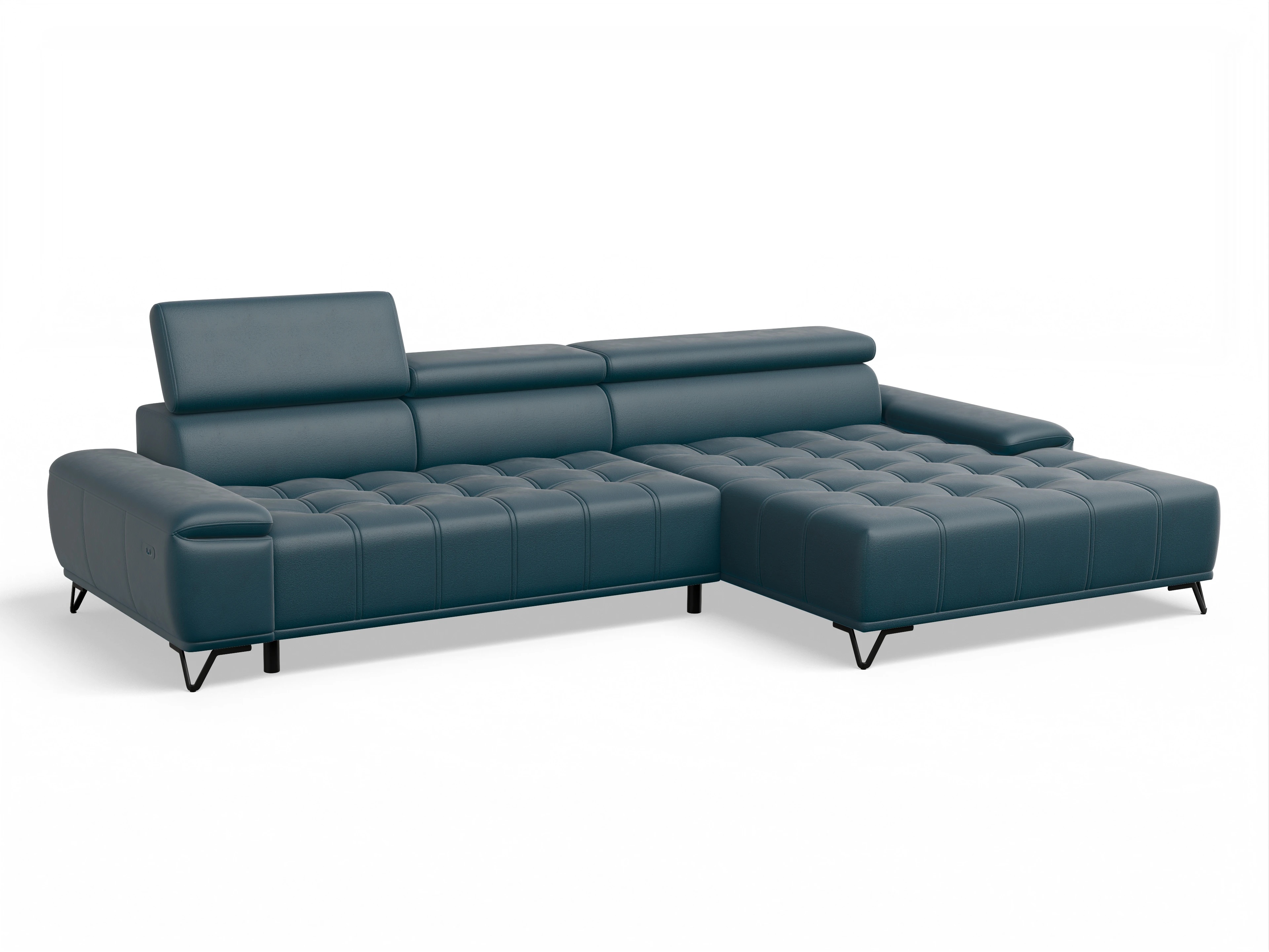 Sevilla OT Small R ohne Funktion Ansicht des Produktes Sevilla Ecksofa rechts Abschluss offen in Stoff Blau