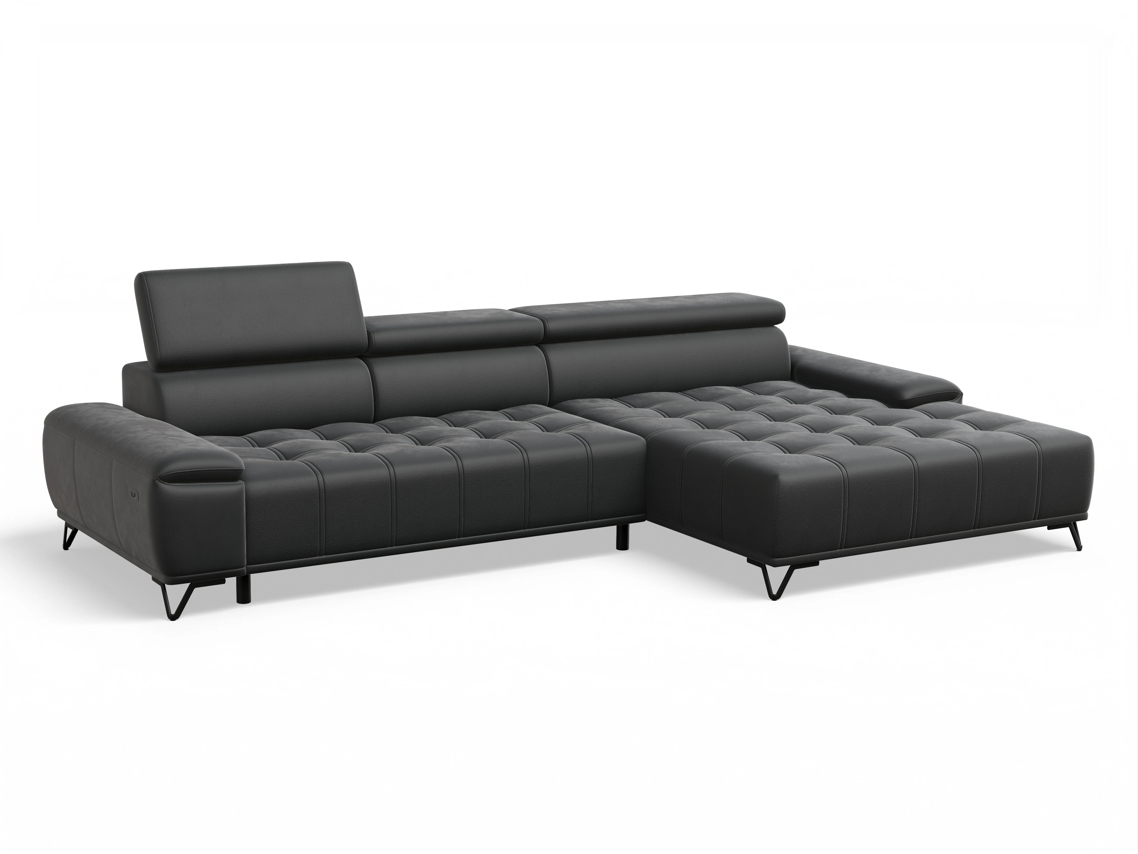 Sevilla OT Small R ohne Funktion Ansicht des Produktes Sevilla Ecksofa rechts Abschluss offen in Stoff Schwarz