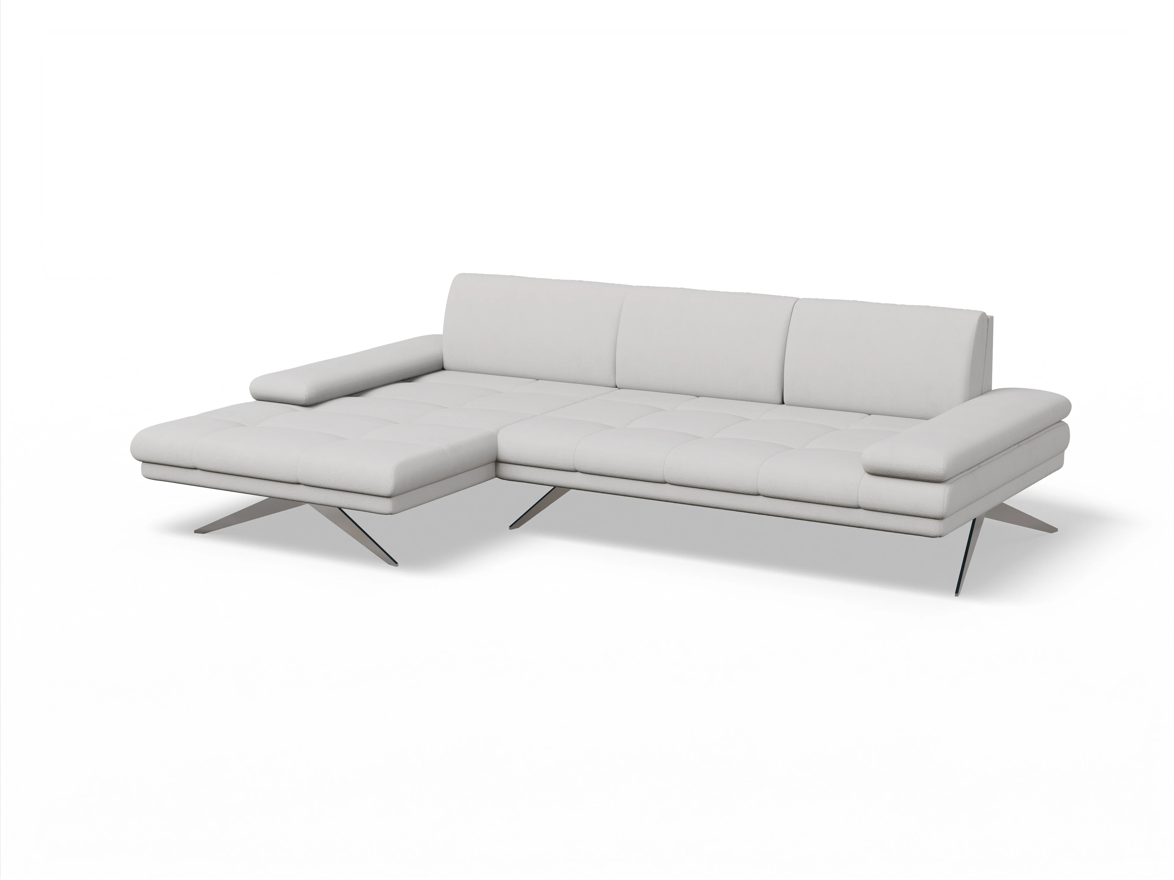 Fox LO Medium L Ansicht des Produktes Fox Ecksofa links Abschluss offen in Stoff Grau