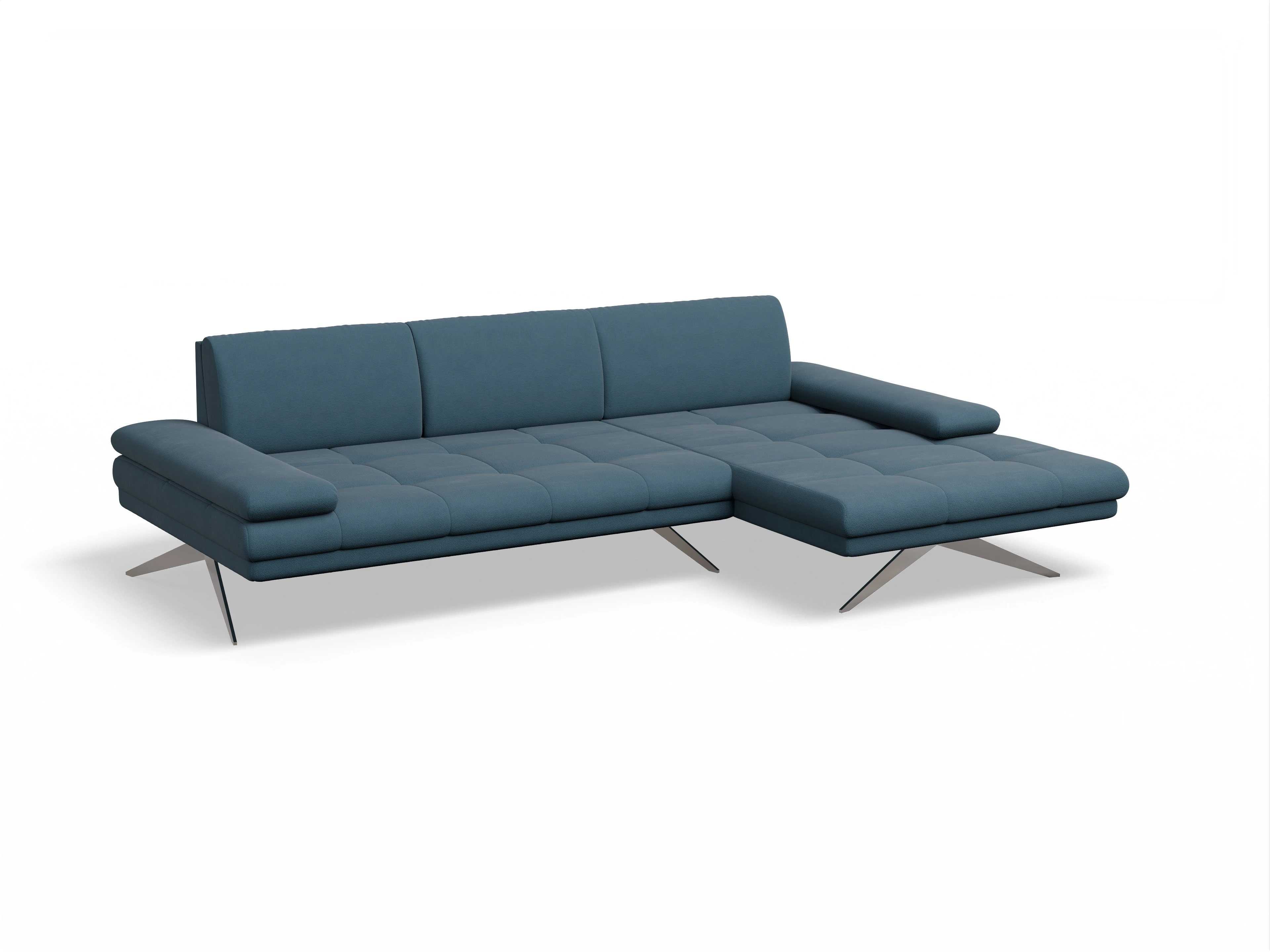 Fox LO Medium R Ansicht des Produktes Fox Ecksofa rechts Abschluss offen in Stoff Blau