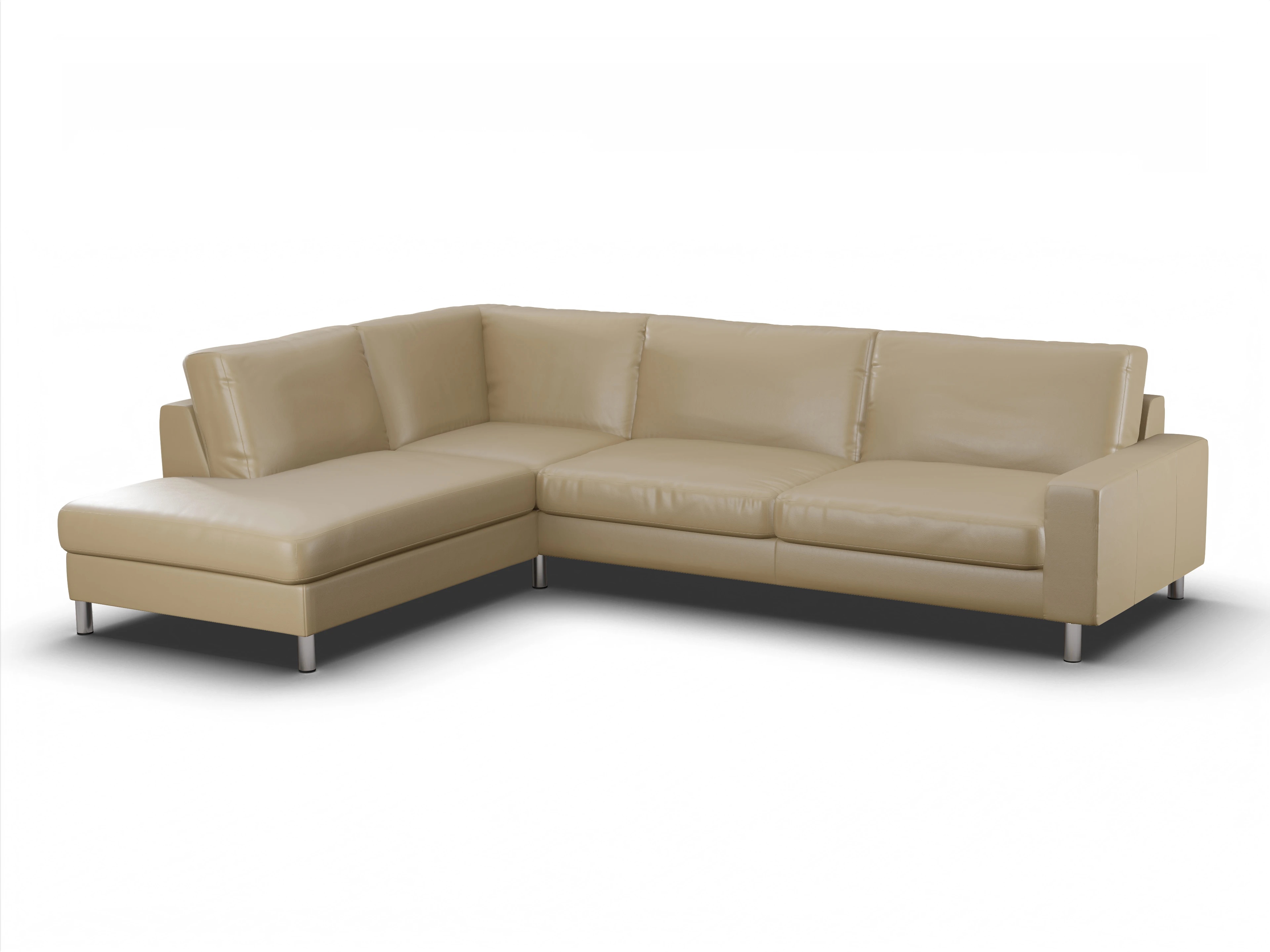 Ansicht des Produktes Campo 2.0 Ecksofa links Abschluss offen in Leder Beige