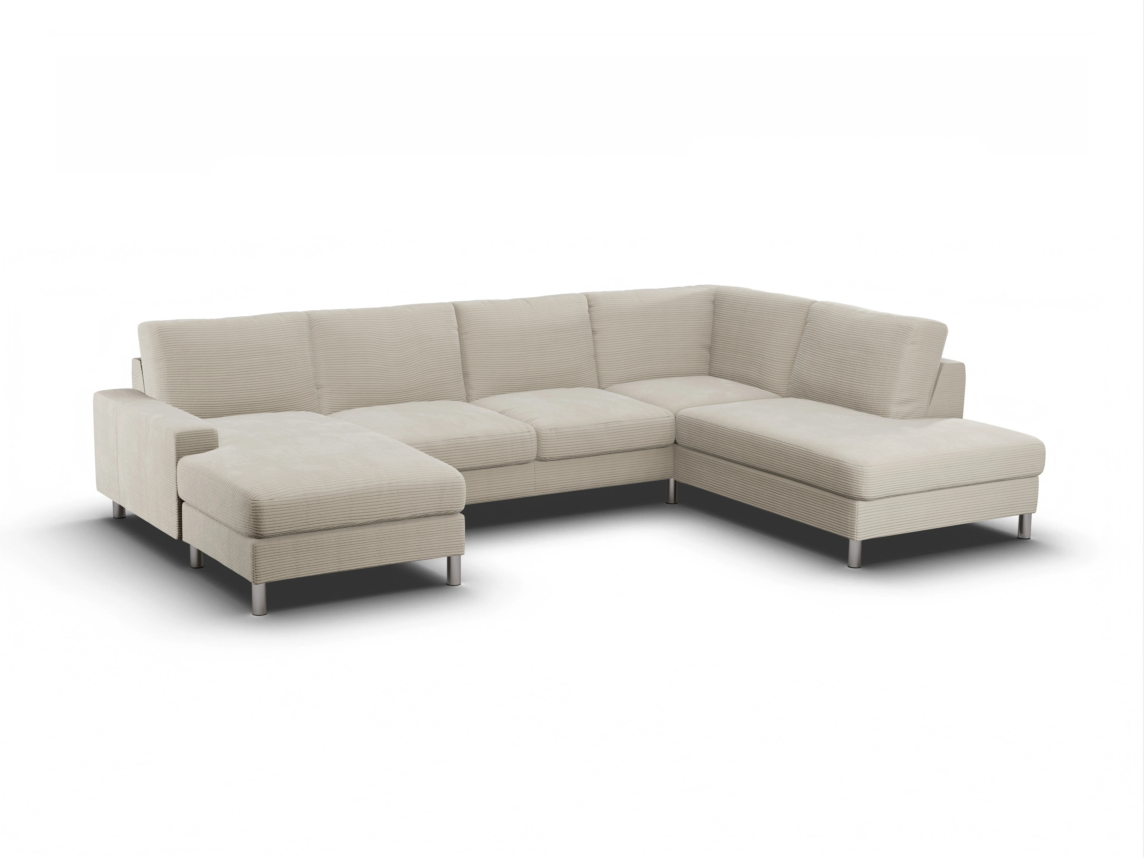 Campo Wohnlandschaft UMLO Small R Ansicht des Produktes Campo 2.0 Wohnlandschaft offen beidseitig in Stoff Beige