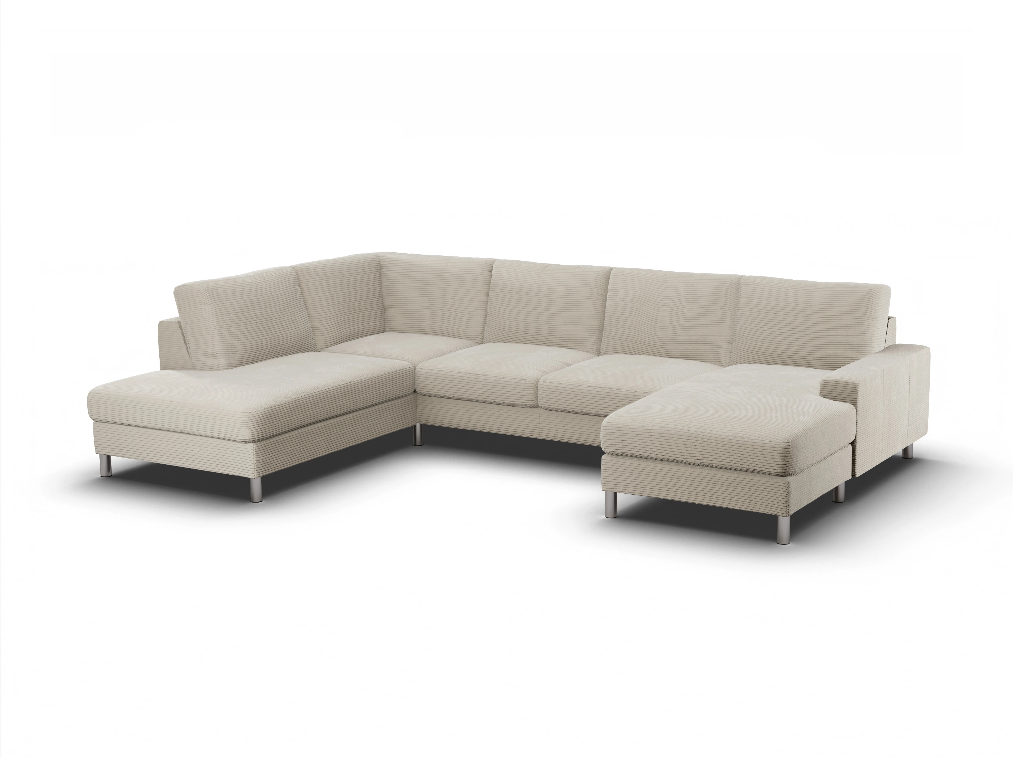 Campo Wohnlandschaft UMLO Small L Ansicht des Produktes Campo 2.0 Wohnlandschaft offen beidseitig in Stoff Beige