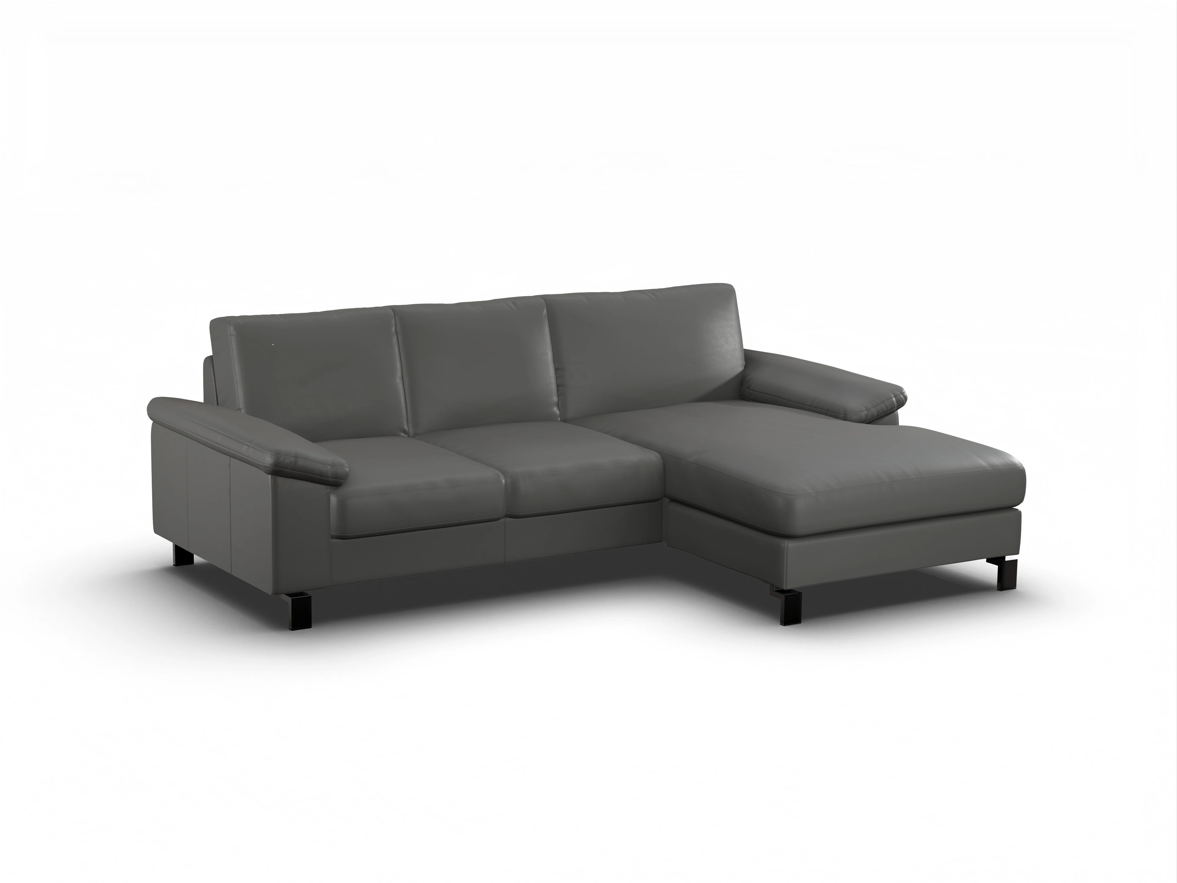 Casco Ecksofa LO Medium R Ansicht des Produktes Casco 2.0 Ecksofa rechts Abschluss offen in Leder Grau
