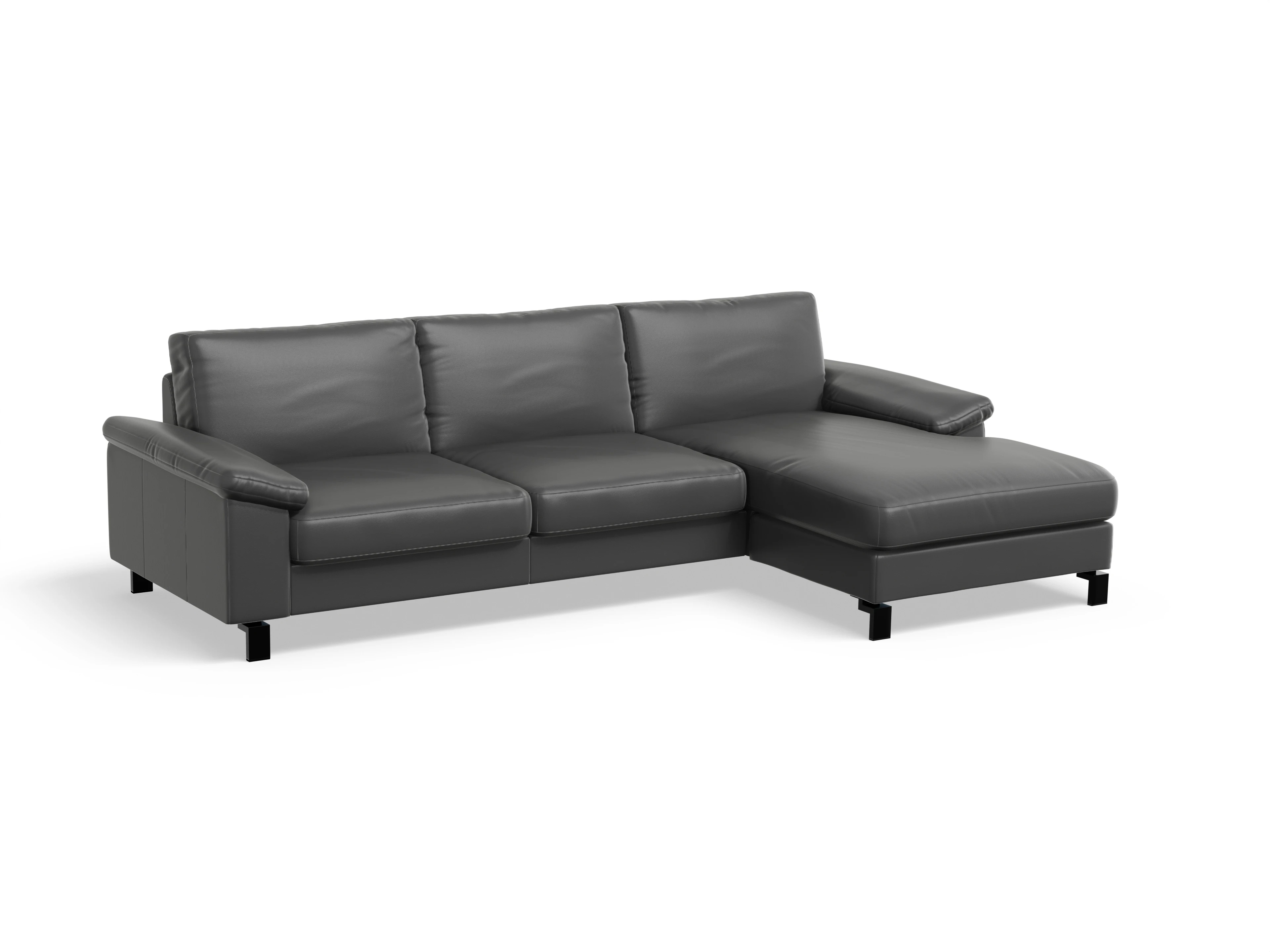 Casco Ecksofa LO Large R Ansicht des Produktes Casco 2.0 Ecksofa rechts Abschluss offen in Leder Grau