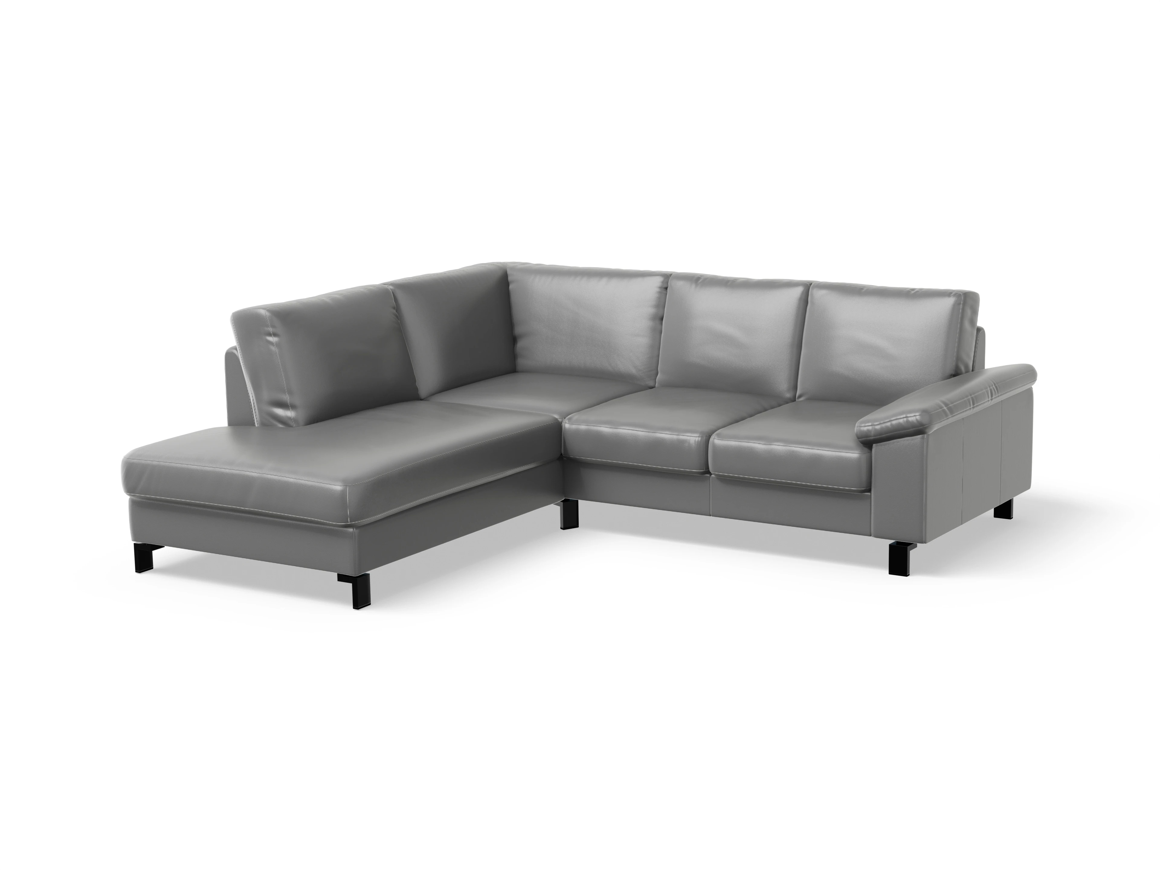 Ansicht des Produktes Casco 2.0 Ecksofa links Abschluss offen in Leder Grau