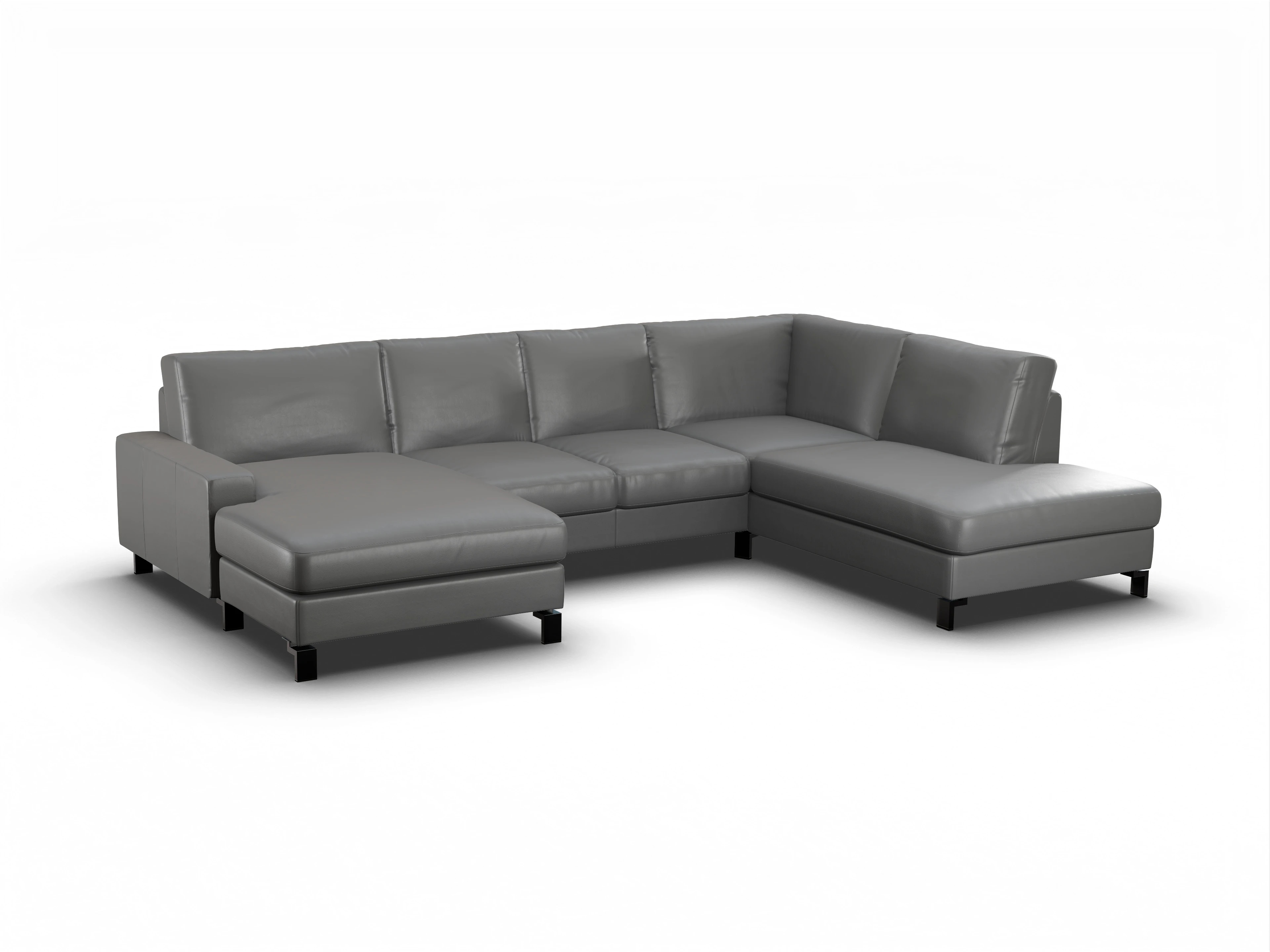 Ansicht des Produktes Casco 2.0 Wohnlandschaft offen beidseitig in Leder Grau