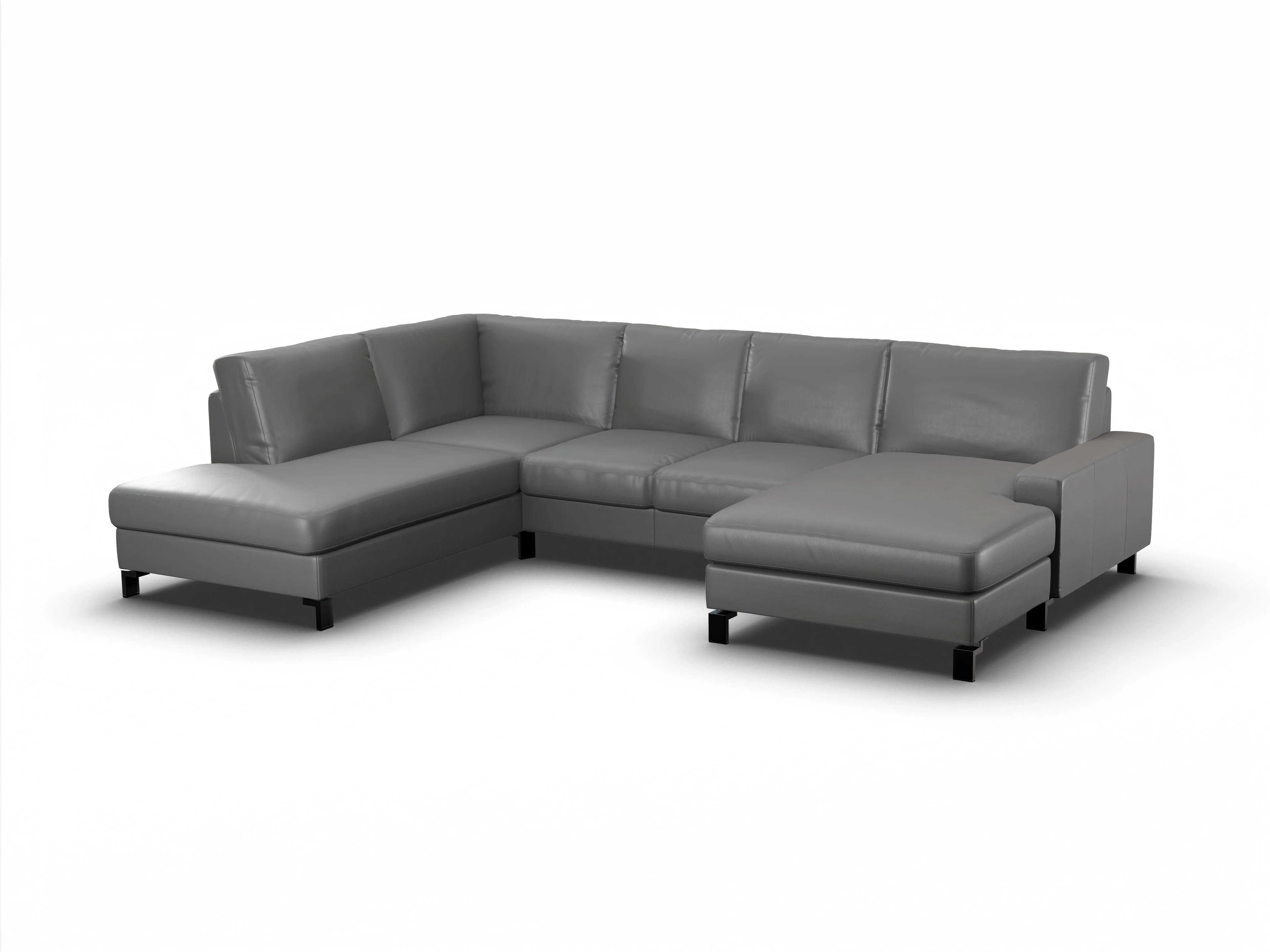 Ansicht des Produktes Casco 2.0 Wohnlandschaft offen beidseitig in Leder Grau