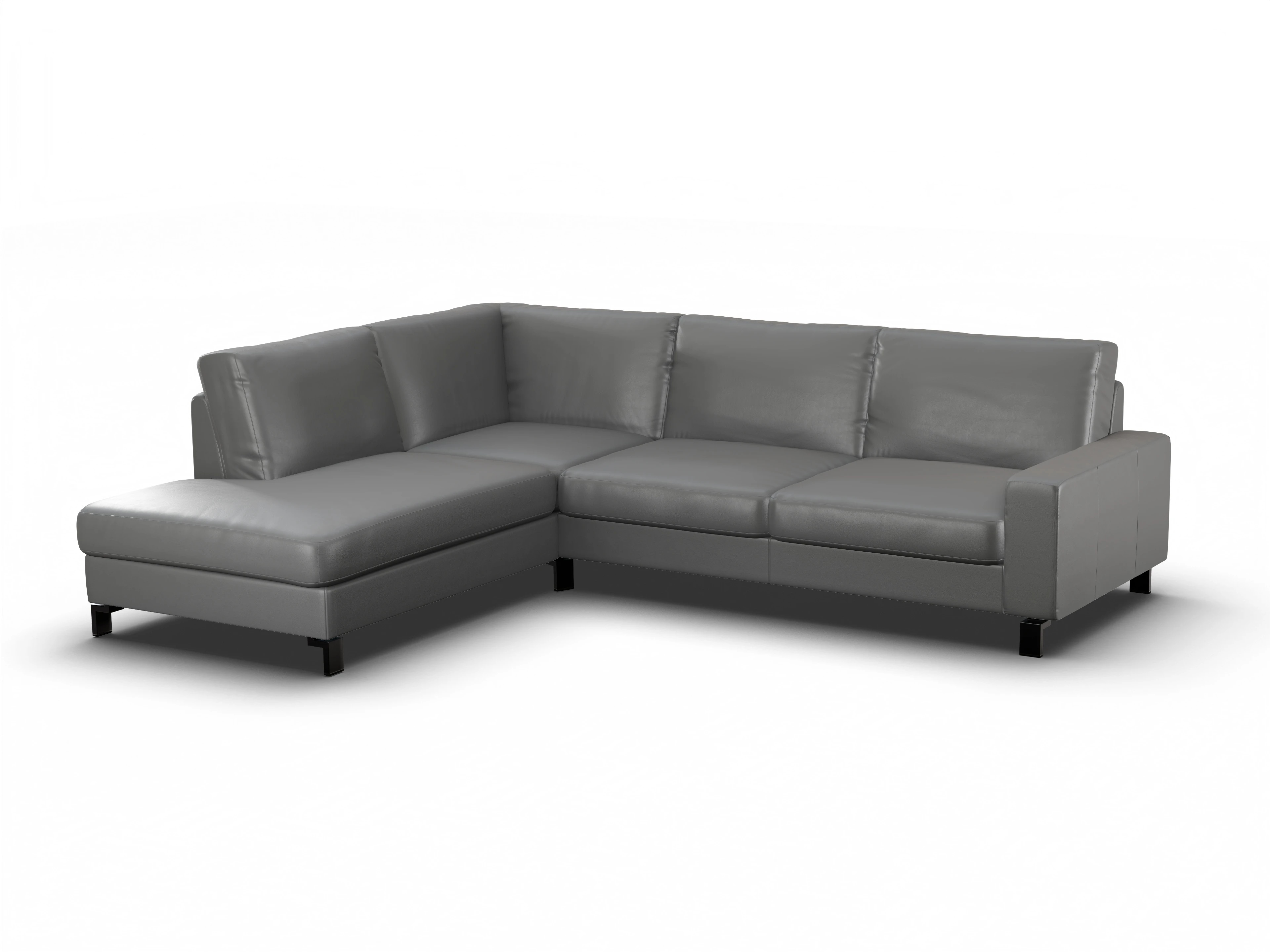 Ansicht des Produktes Casco 2.0 Ecksofa links Abschluss offen in Leder Grau