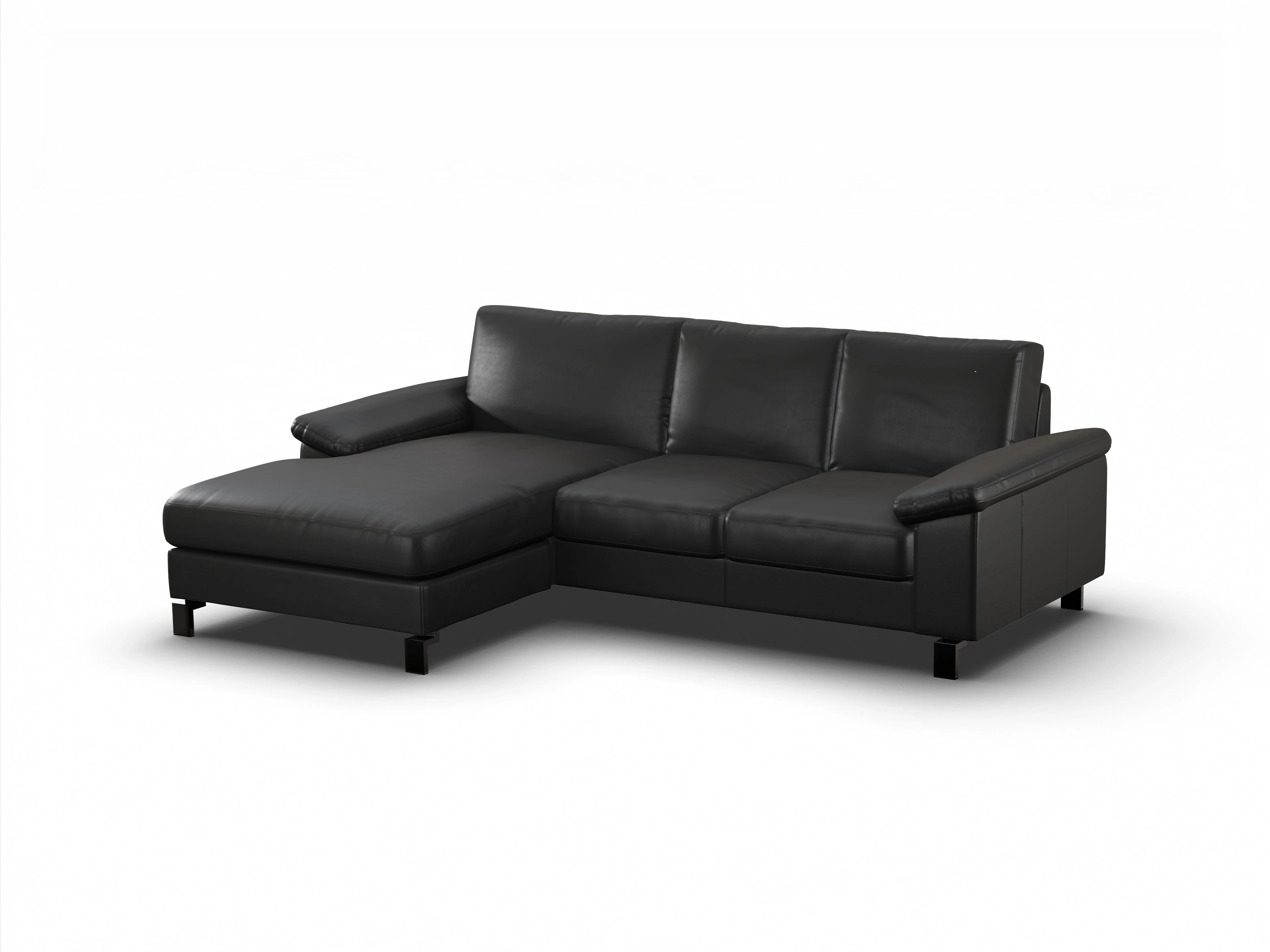 Ansicht des Produktes Casco 2.0 Ecksofa links Abschluss offen in Leder Schwarz