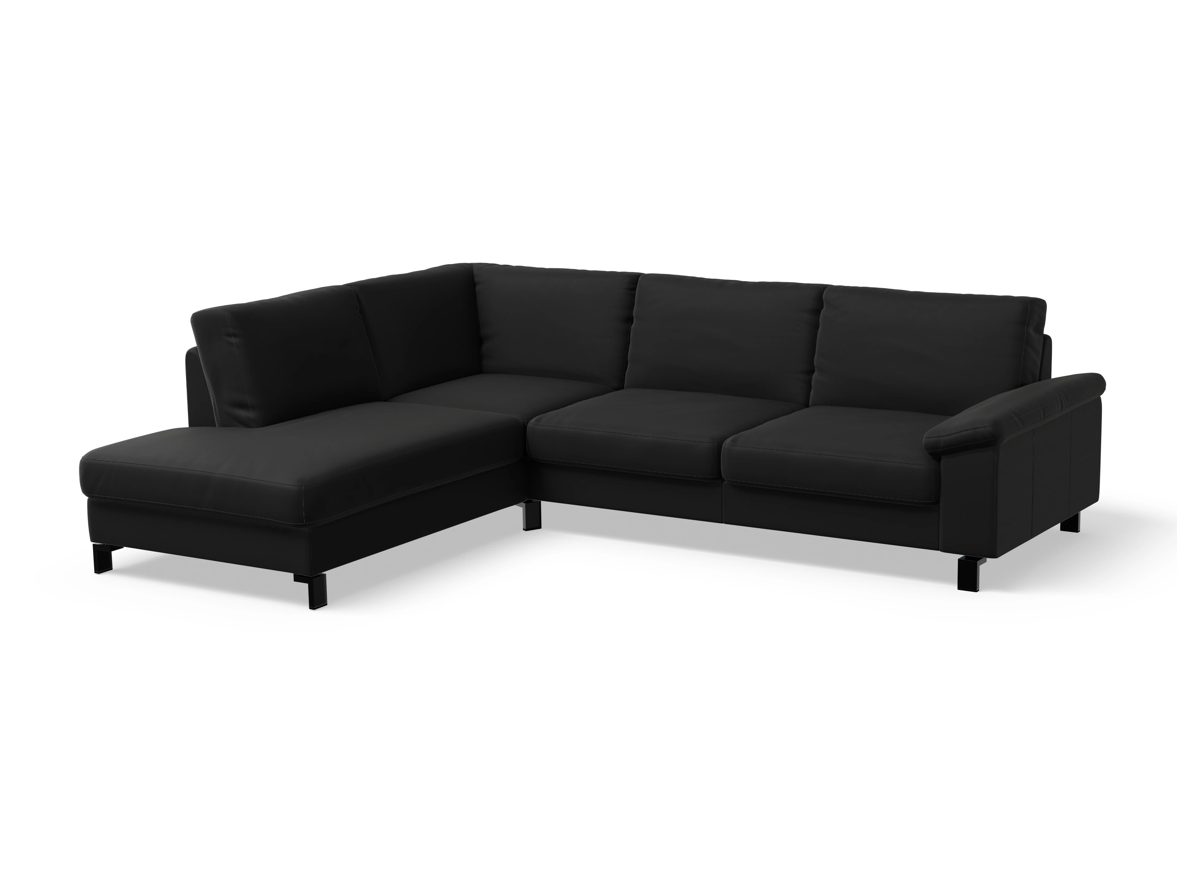 Ansicht des Produktes Casco 2.0 Ecksofa links Abschluss offen in Leder Schwarz