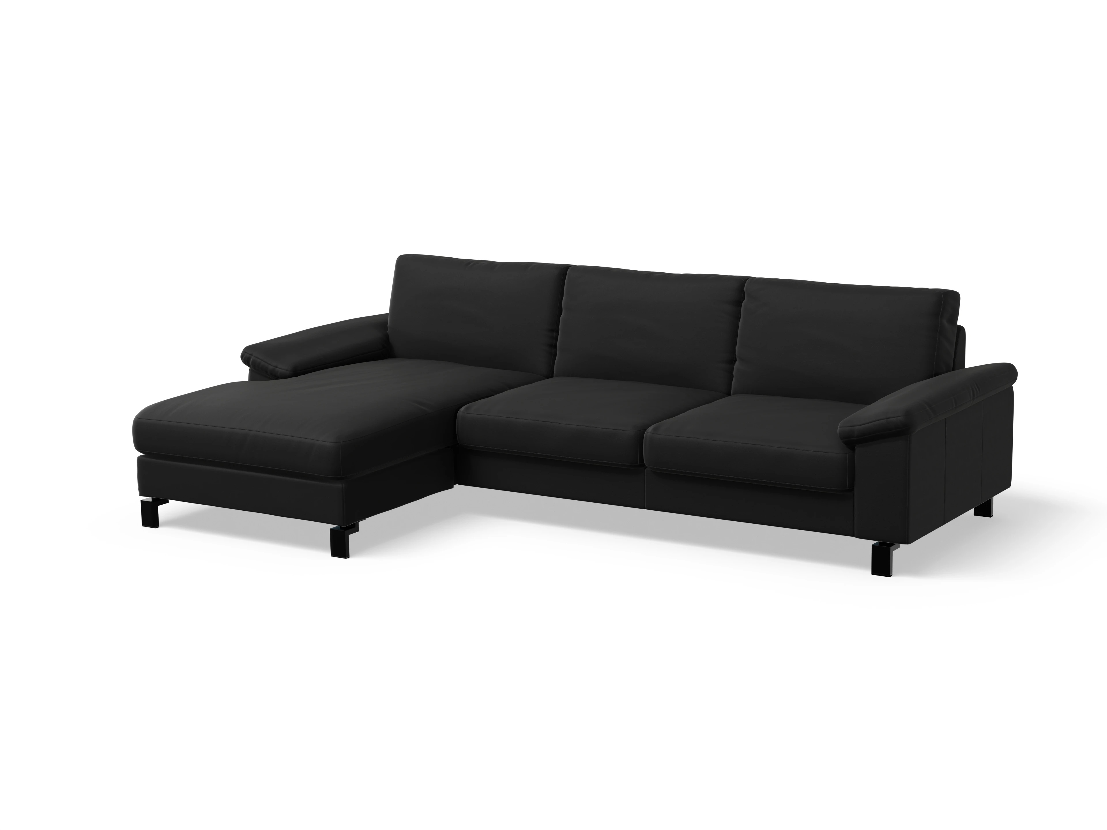 Ansicht des Produktes Casco 2.0 Ecksofa links Abschluss offen in Leder Schwarz