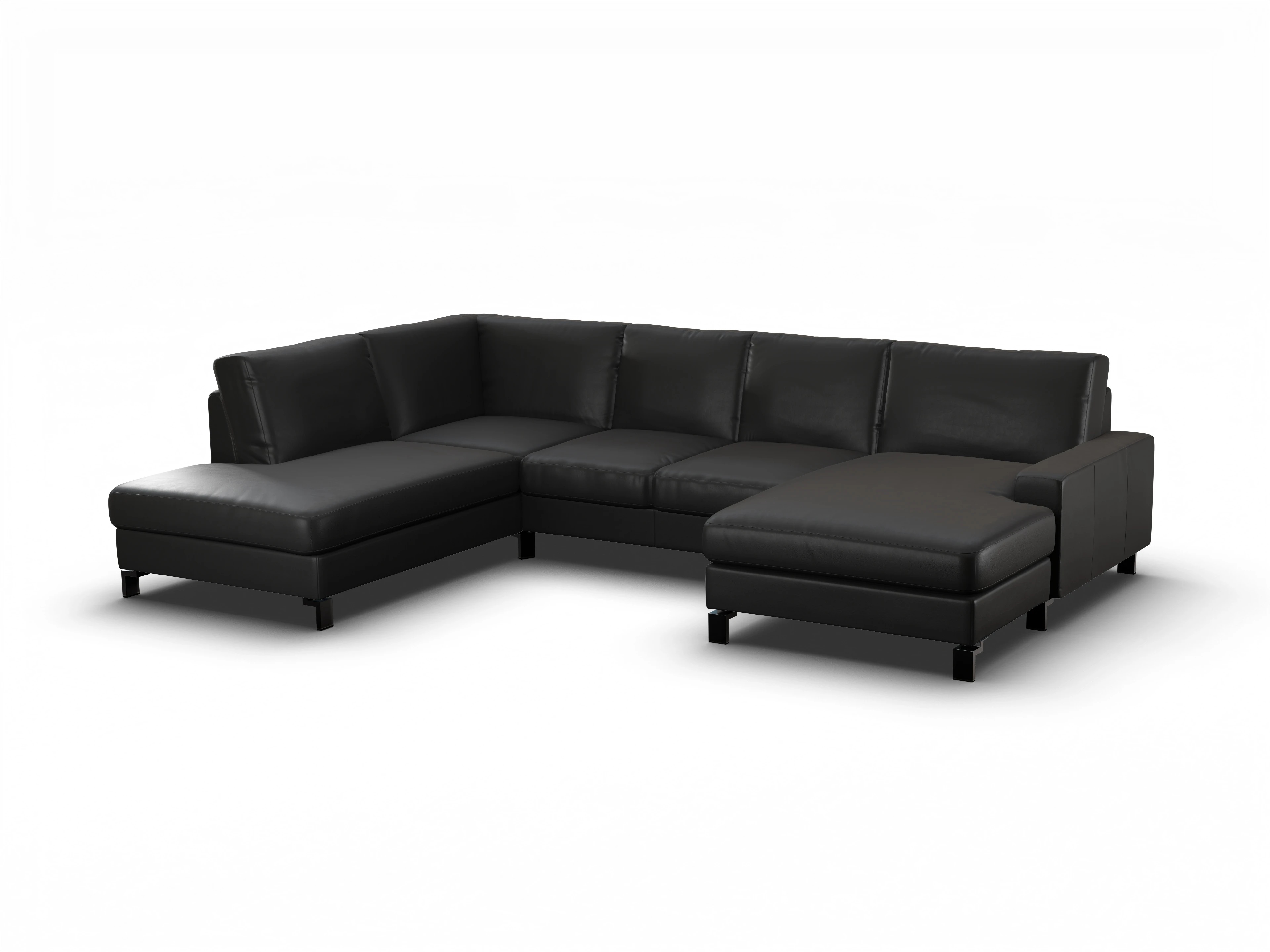 Ansicht des Produktes Casco 2.0 Wohnlandschaft offen beidseitig in Leder Schwarz