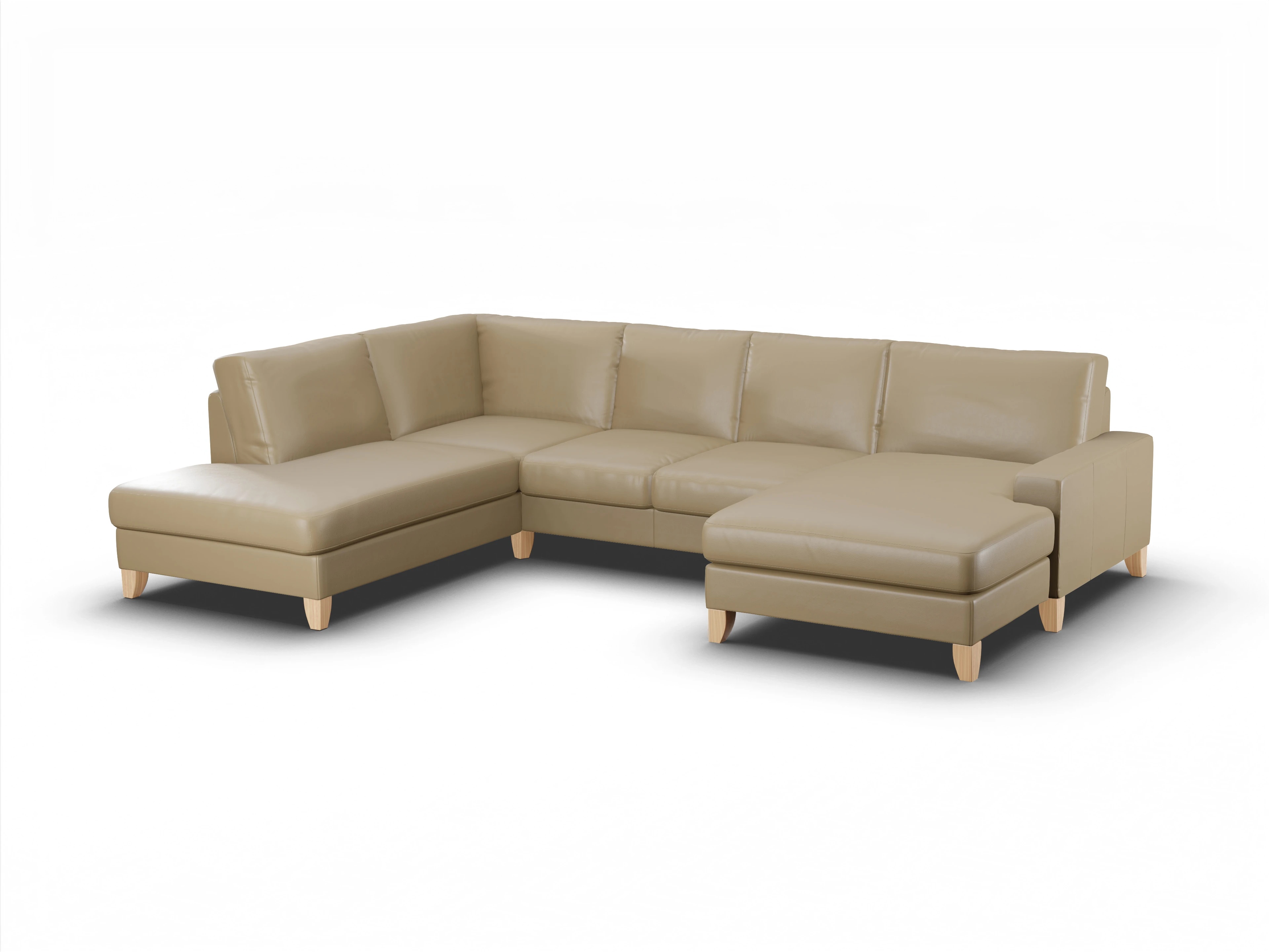 Ansicht des Produktes Casco 2.0 Wohnlandschaft offen beidseitig in Leder Beige