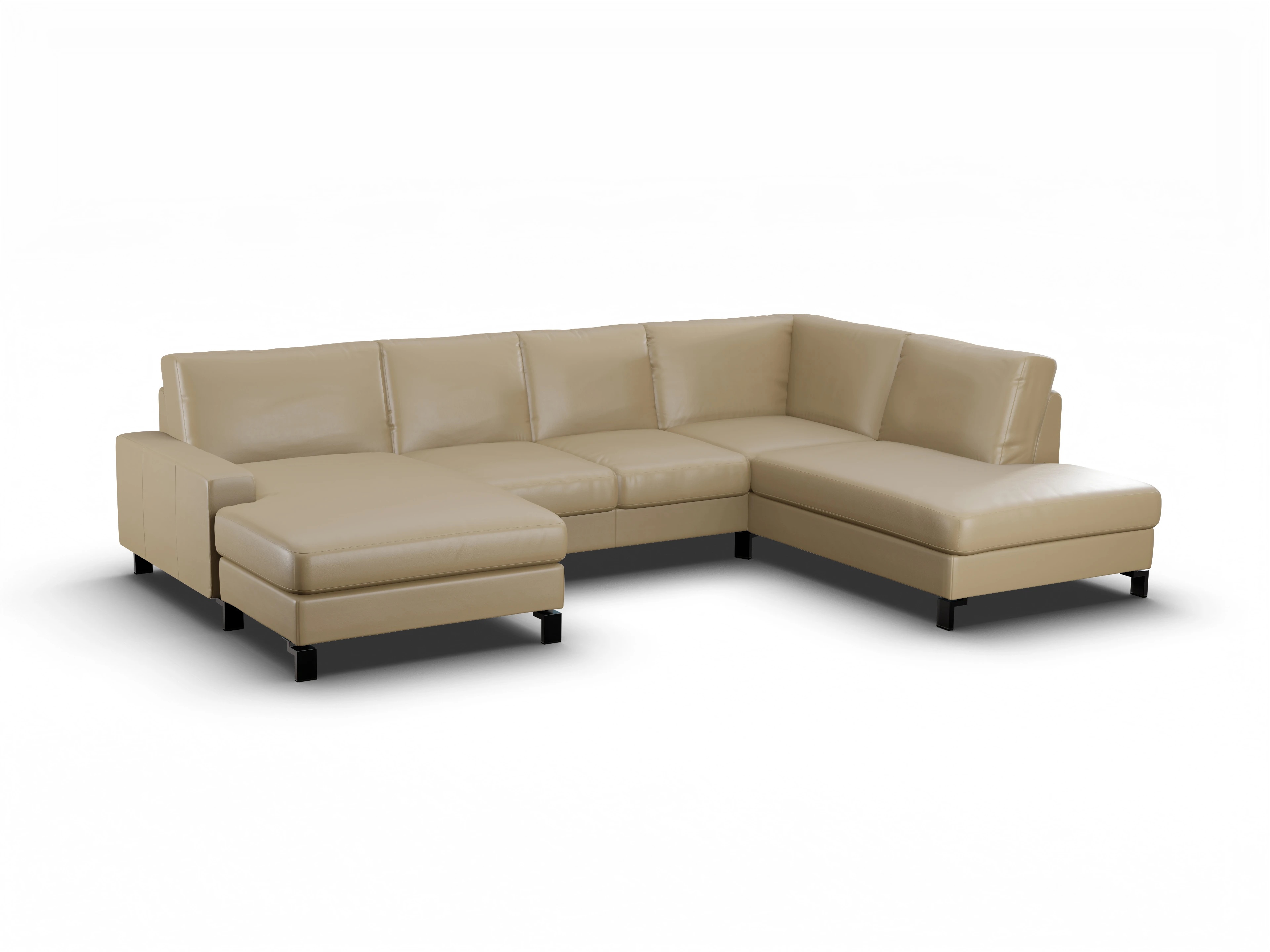 Ansicht des Produktes Casco 2.0 Wohnlandschaft offen beidseitig in Leder Beige