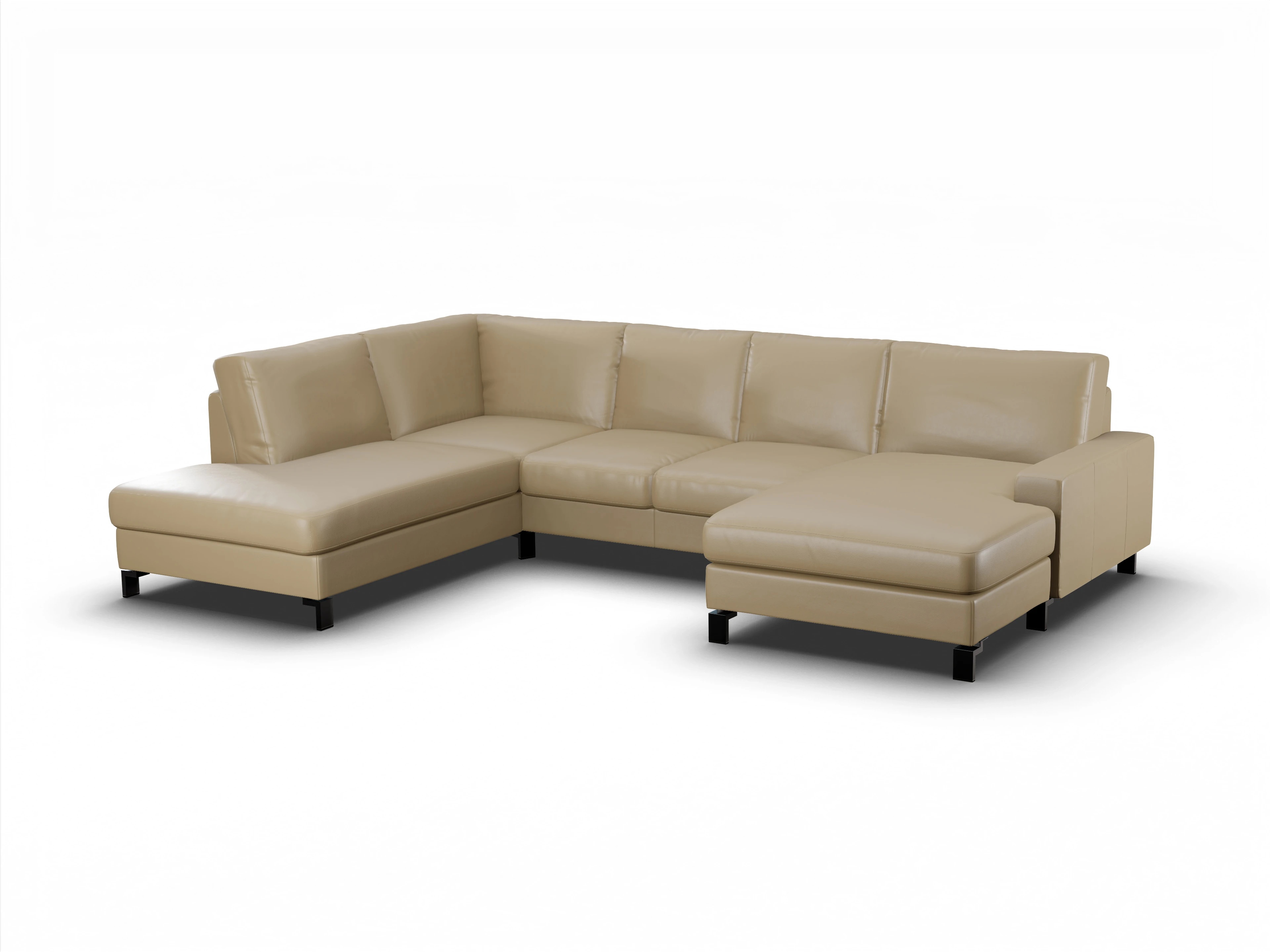 Ansicht des Produktes Casco 2.0 Wohnlandschaft offen beidseitig in Leder Beige