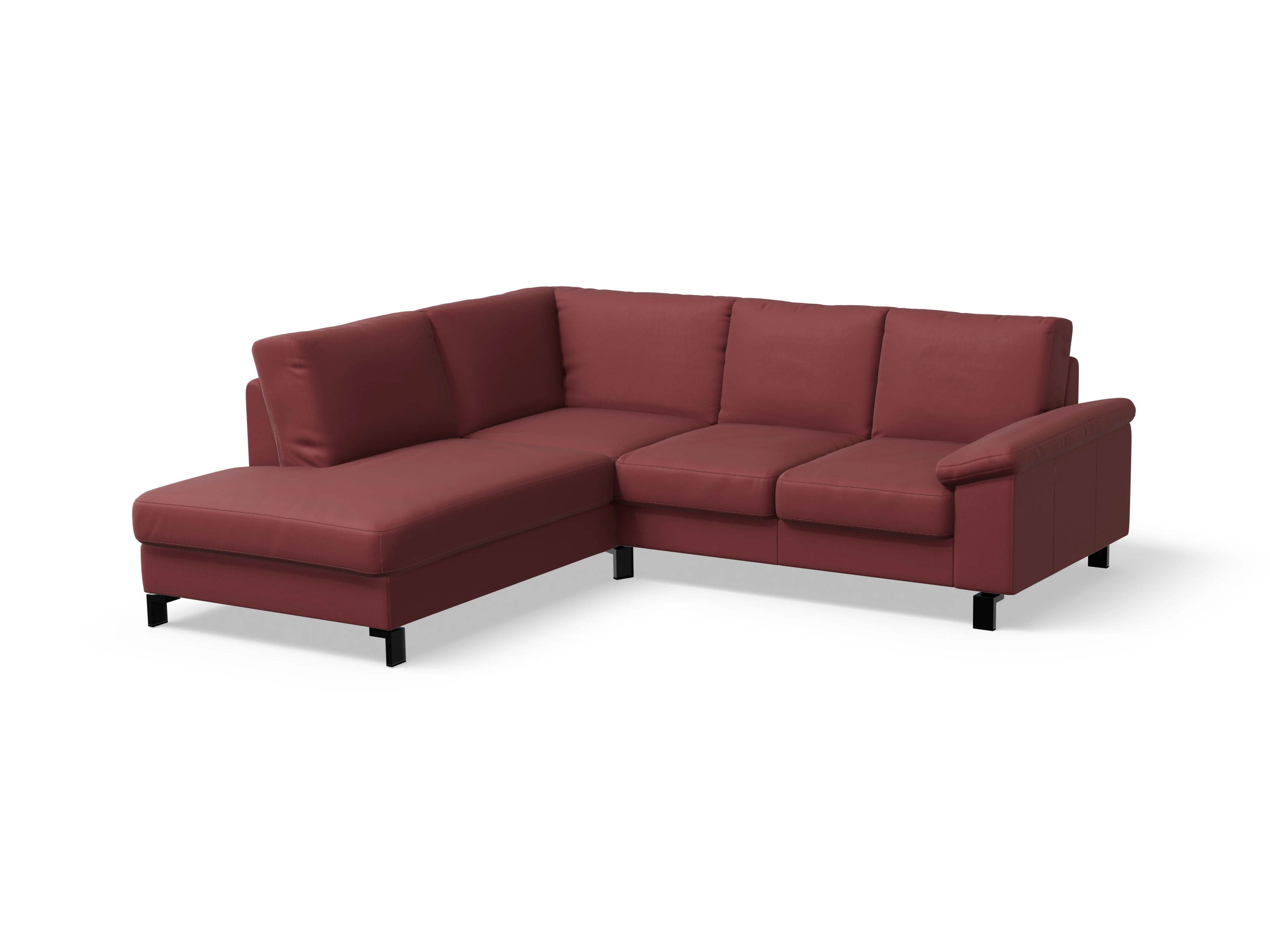 Ansicht des Produktes Casco 2.0 Ecksofa links Abschluss offen in Leder Rot