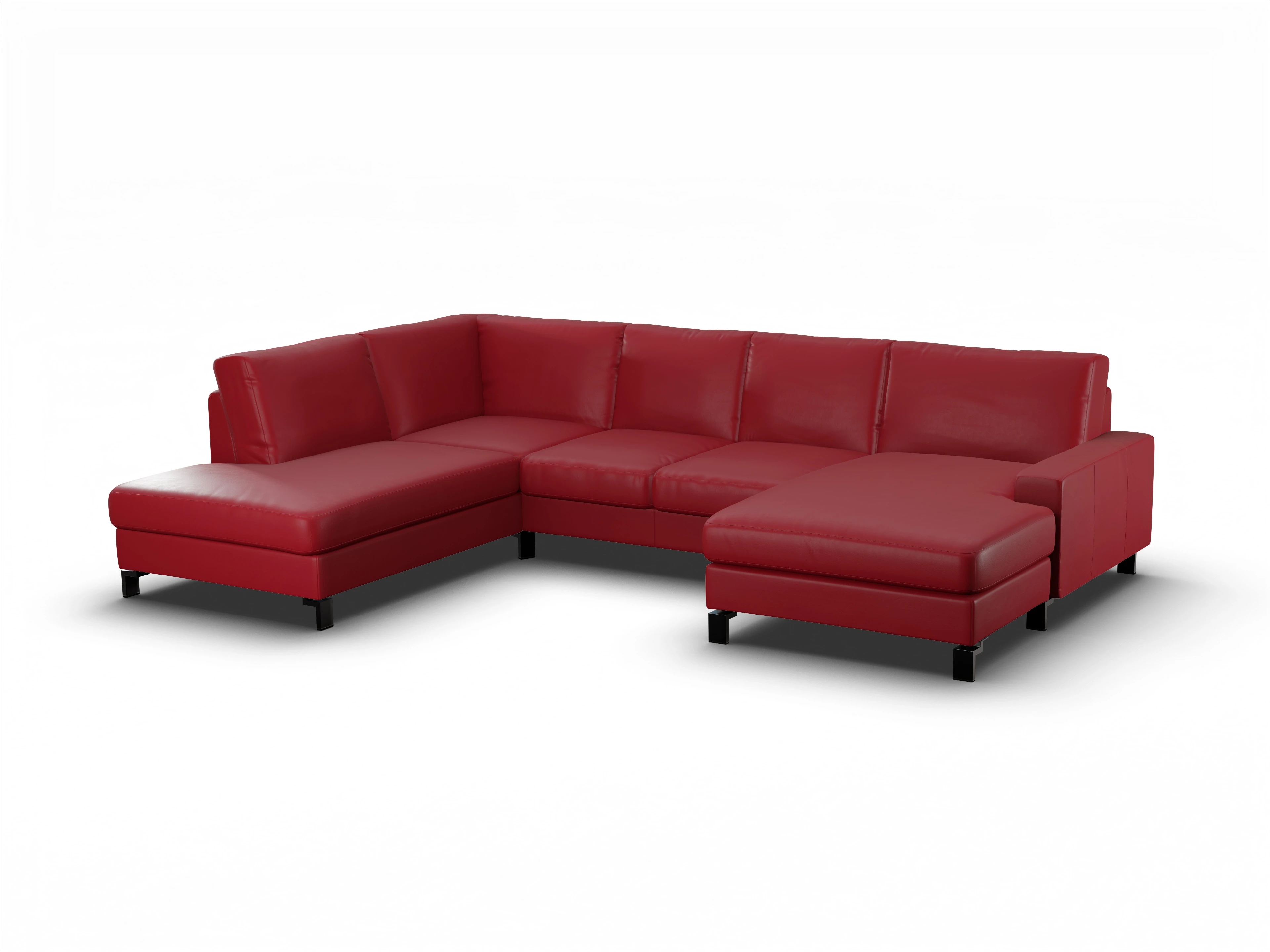 Ansicht des Produktes Casco 2.0 Wohnlandschaft offen beidseitig in Leder Rot