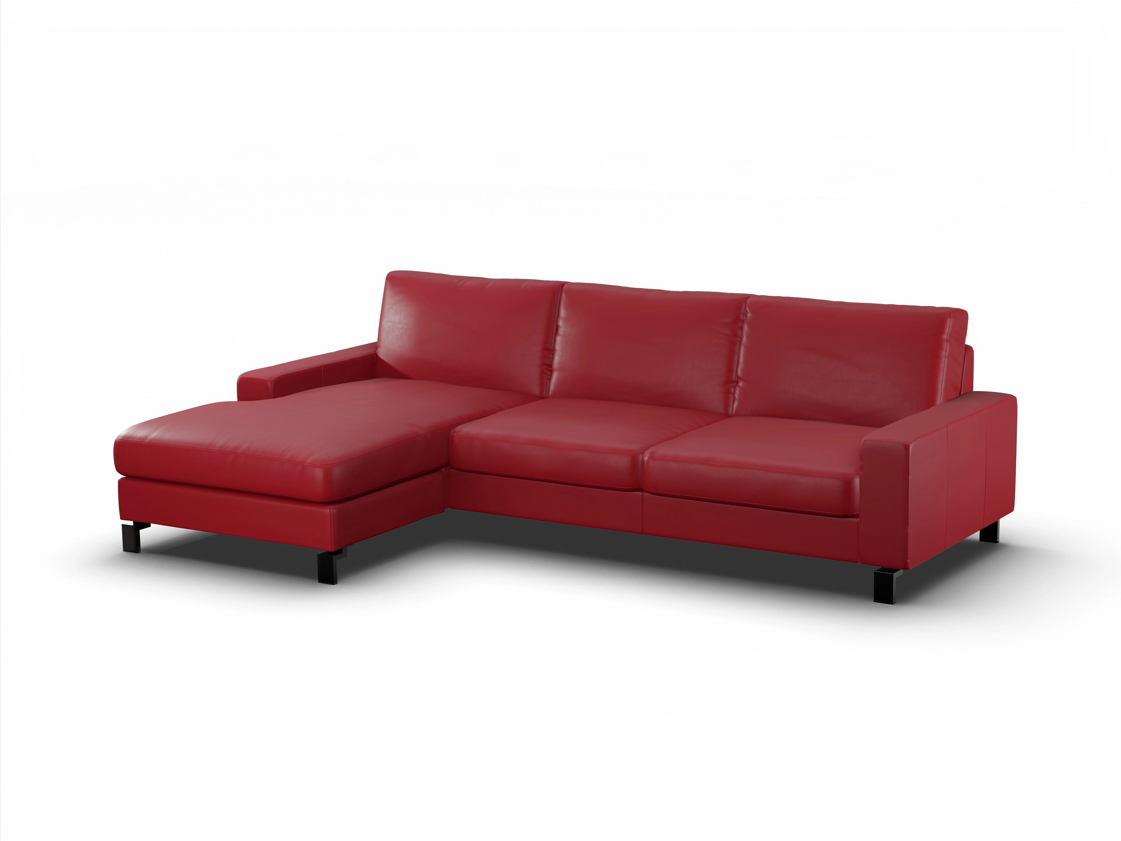 Ansicht des Produktes Casco 2.0 Ecksofa links Abschluss offen in Leder Rot