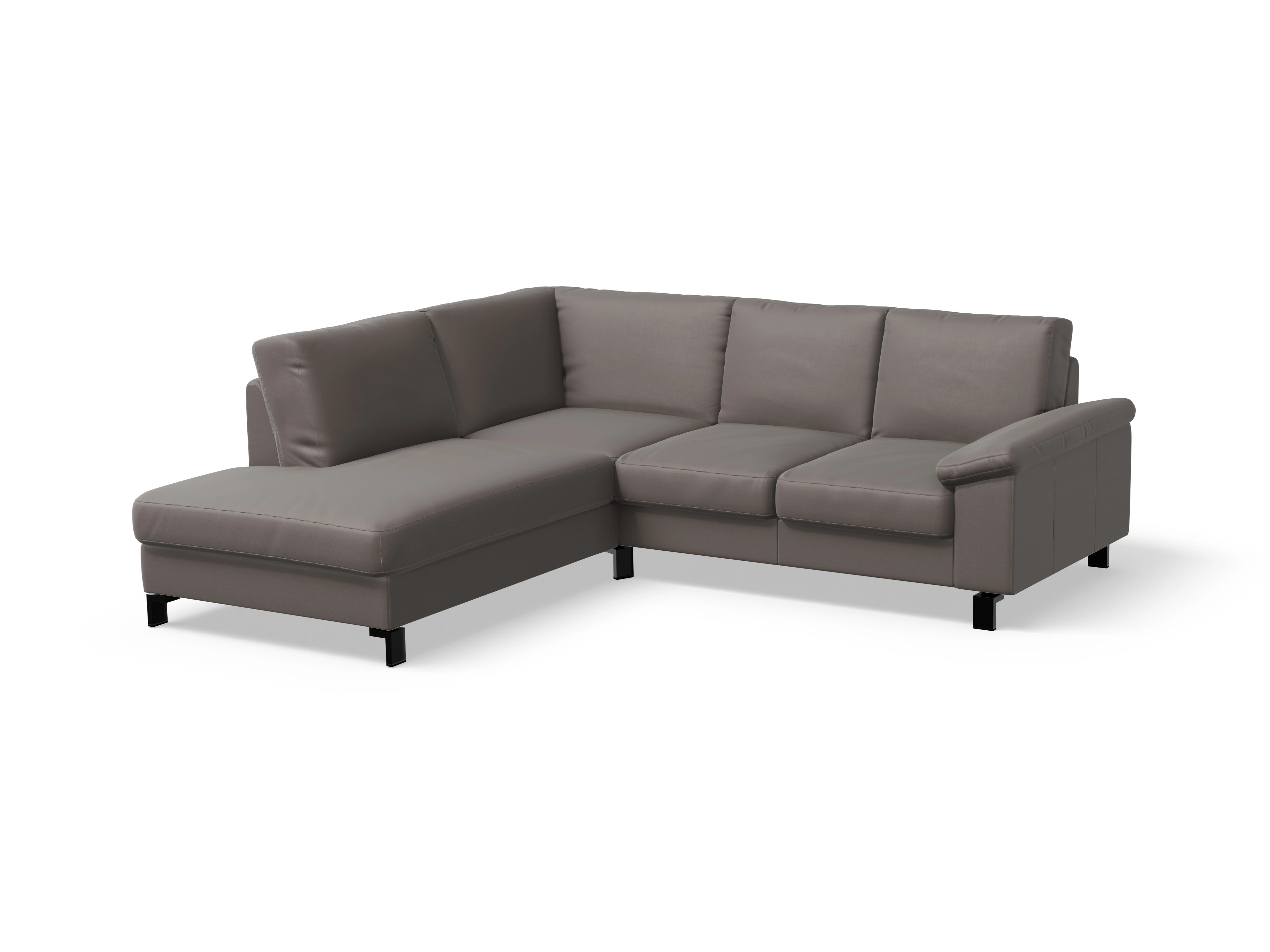 Casco Ecksofa UM Small L Ansicht des Produktes Casco 2.0 Ecksofa links Abschluss offen in Leder Grau