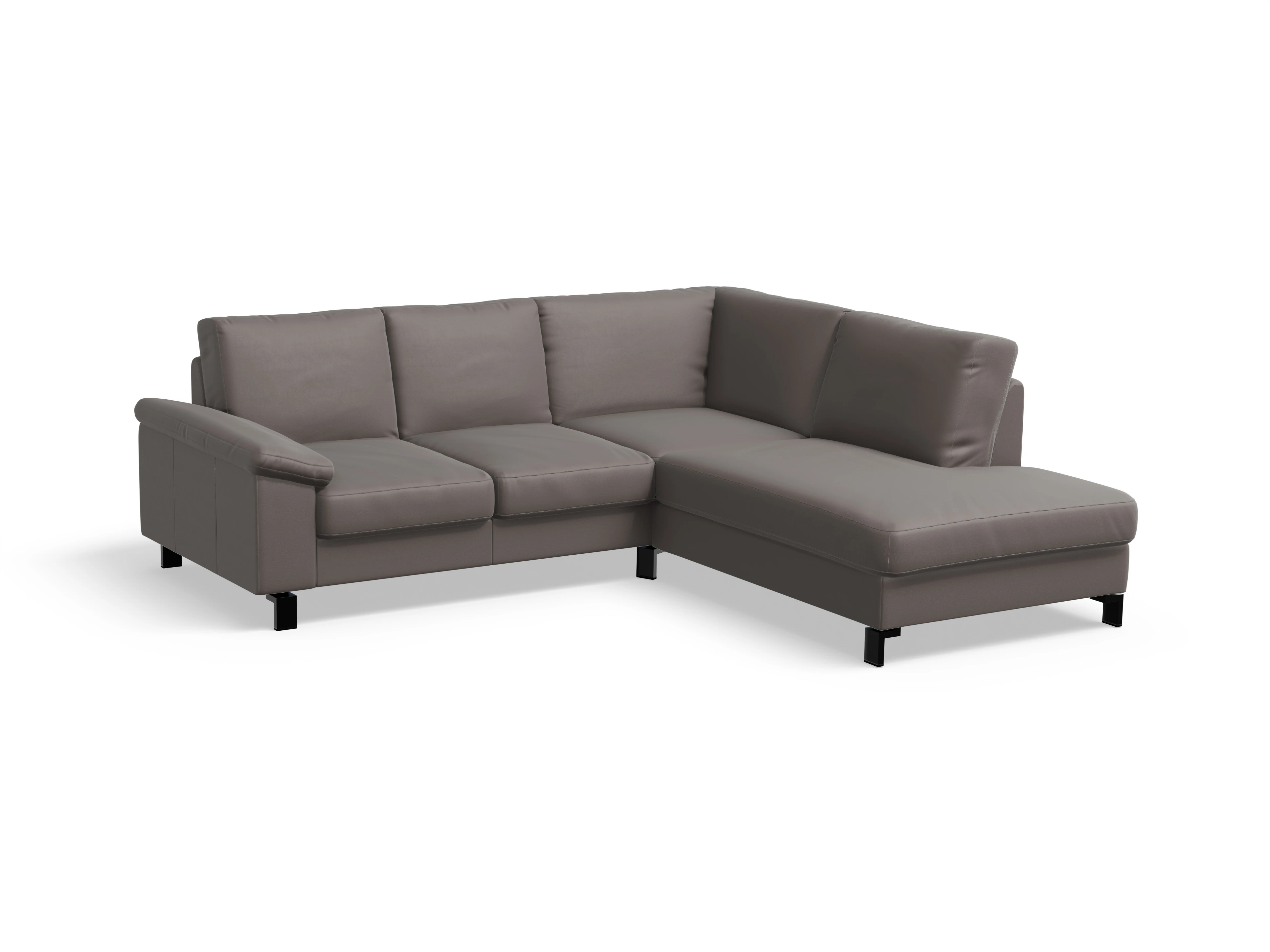 Casco Ecksofa UM Small R Ansicht des Produktes Casco 2.0 Ecksofa rechts Abschluss offen in Leder Grau