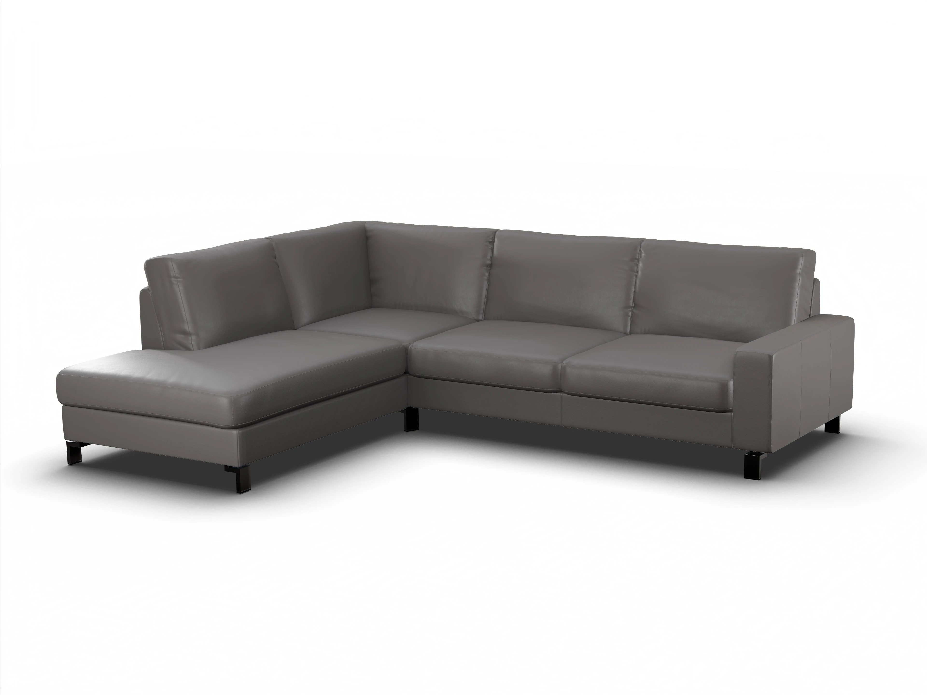 Casco Ecksofa UM Large L Ansicht des Produktes Casco 2.0 Ecksofa links Abschluss offen in Leder Grau