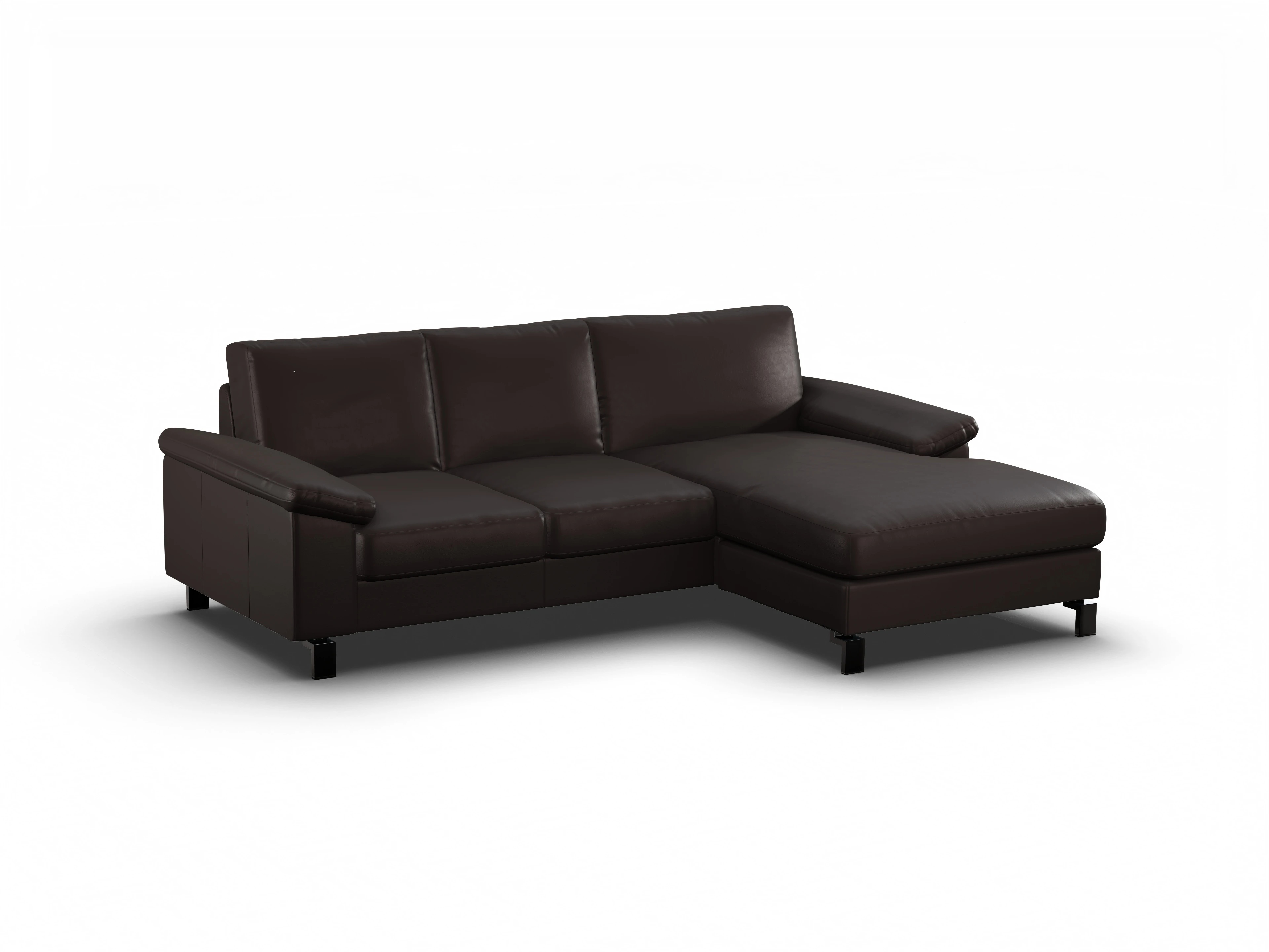 Casco Ecksofa LO Medium R Ansicht des Produktes Casco 2.0 Ecksofa rechts Abschluss offen in Leder Braun
