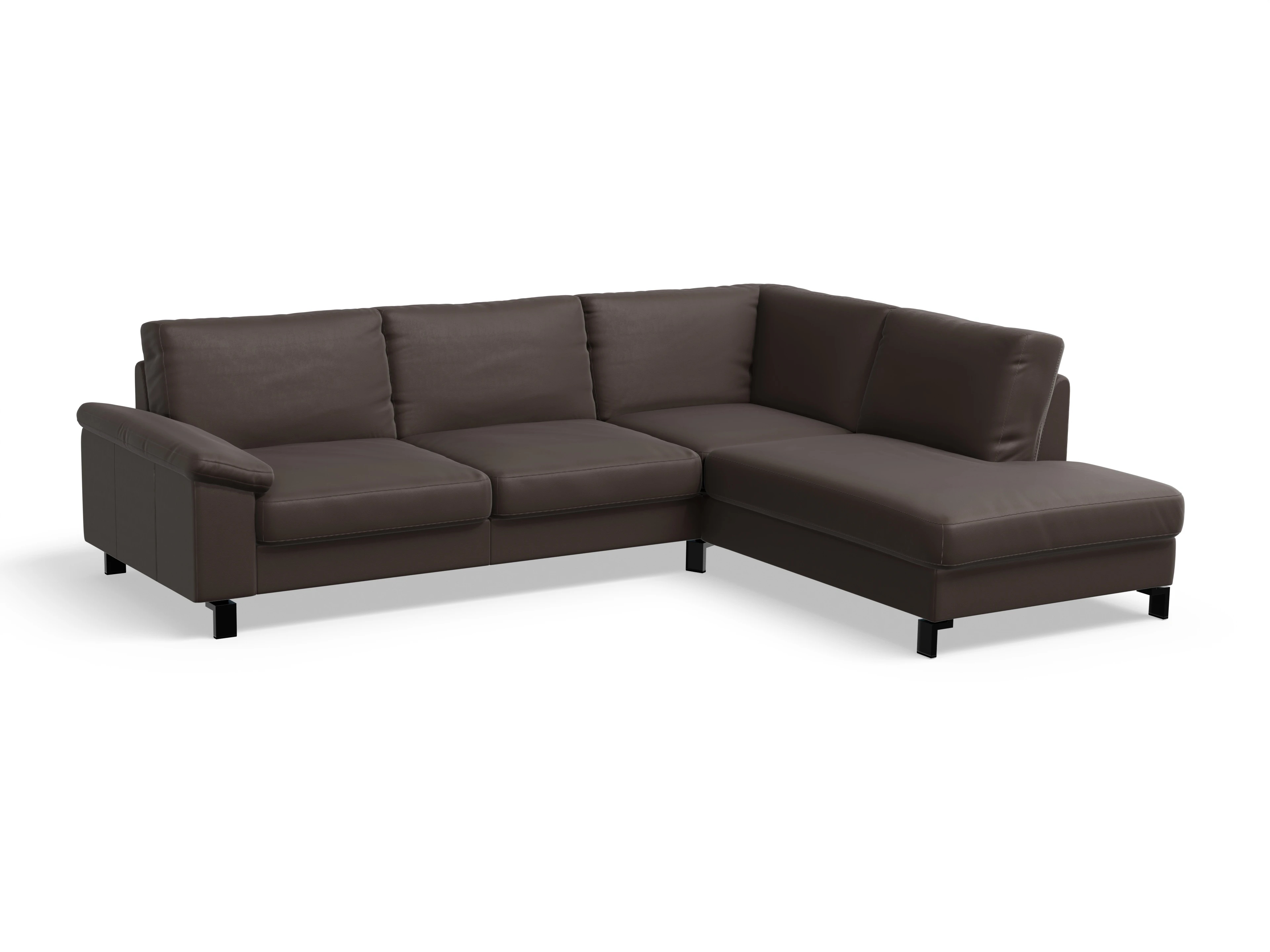 Casco Ecksofa UM Large R Ansicht des Produktes Casco 2.0 Ecksofa rechts Abschluss offen in Leder Braun