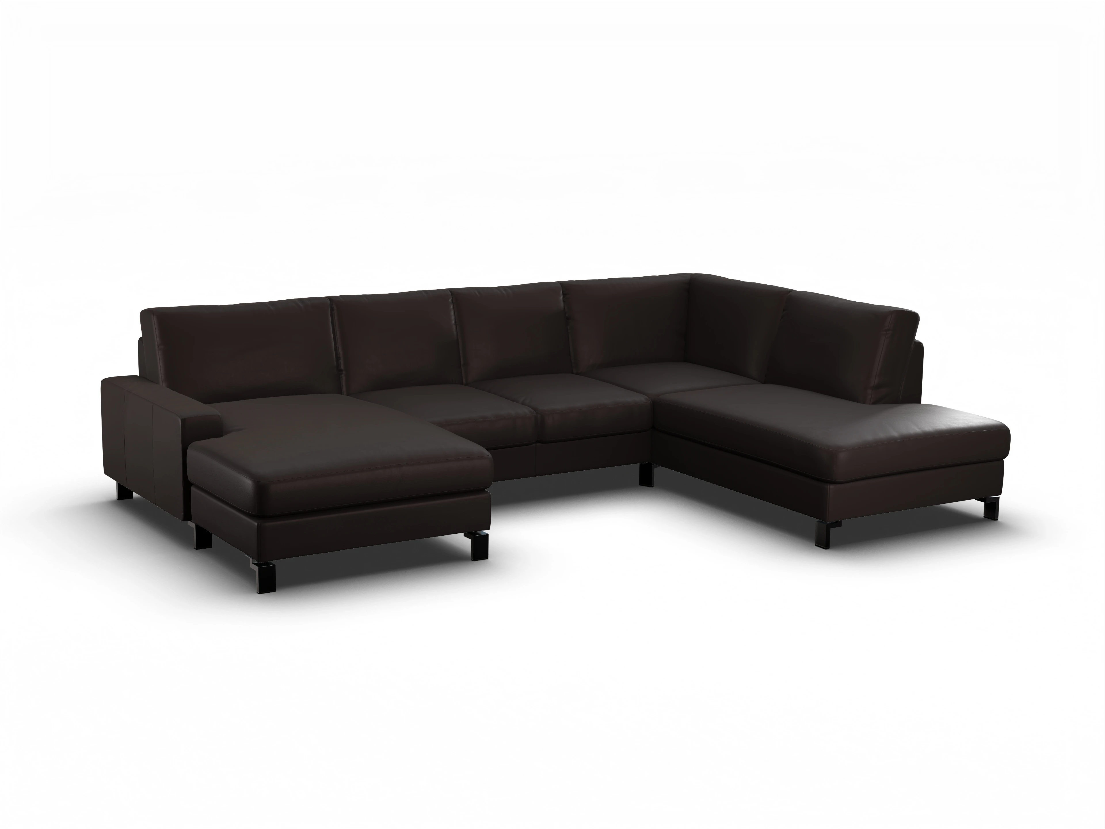 Ansicht des Produktes Casco 2.0 Wohnlandschaft offen beidseitig in Leder Braun