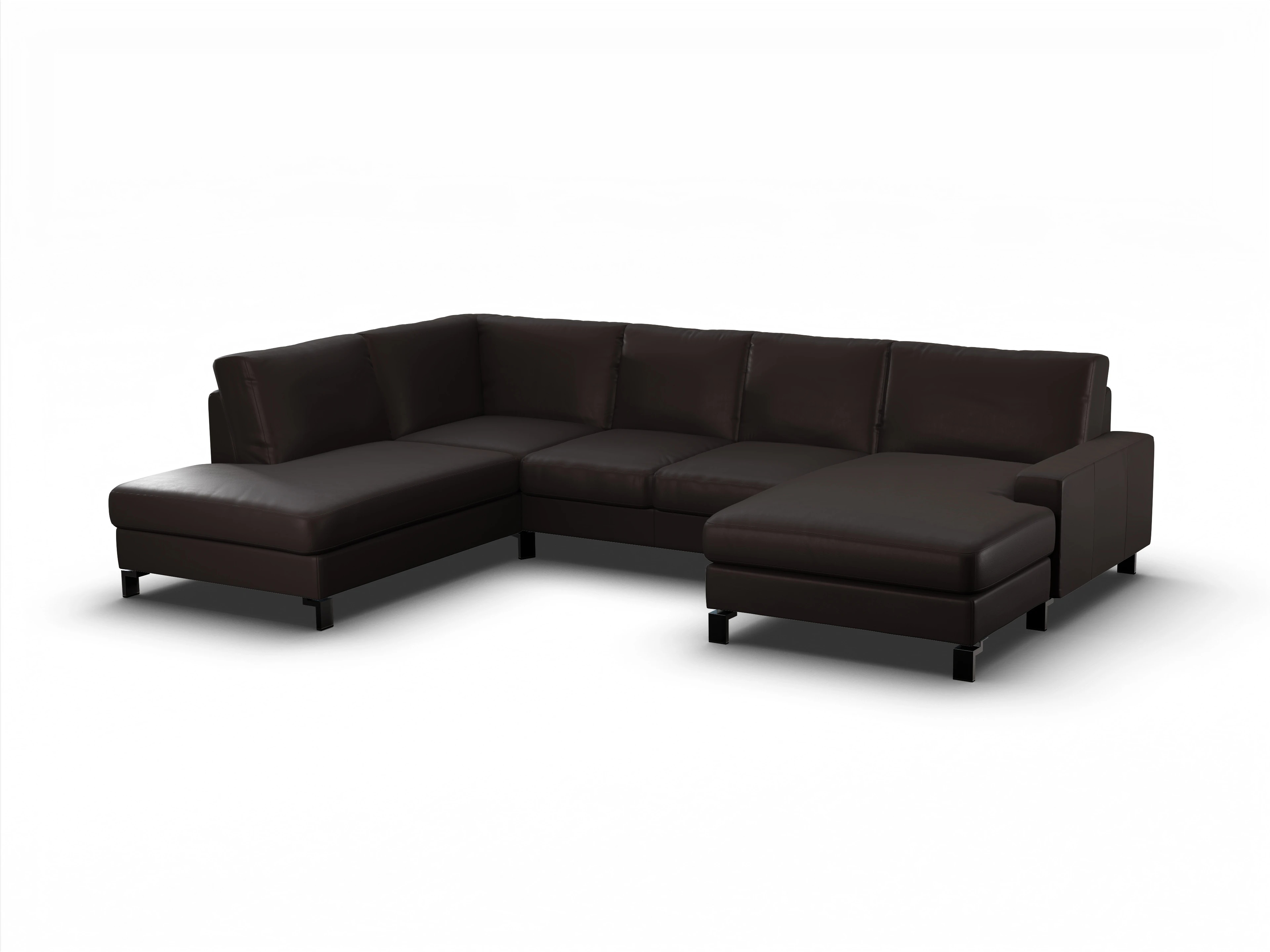 Ansicht des Produktes Casco 2.0 Wohnlandschaft offen beidseitig in Leder Braun