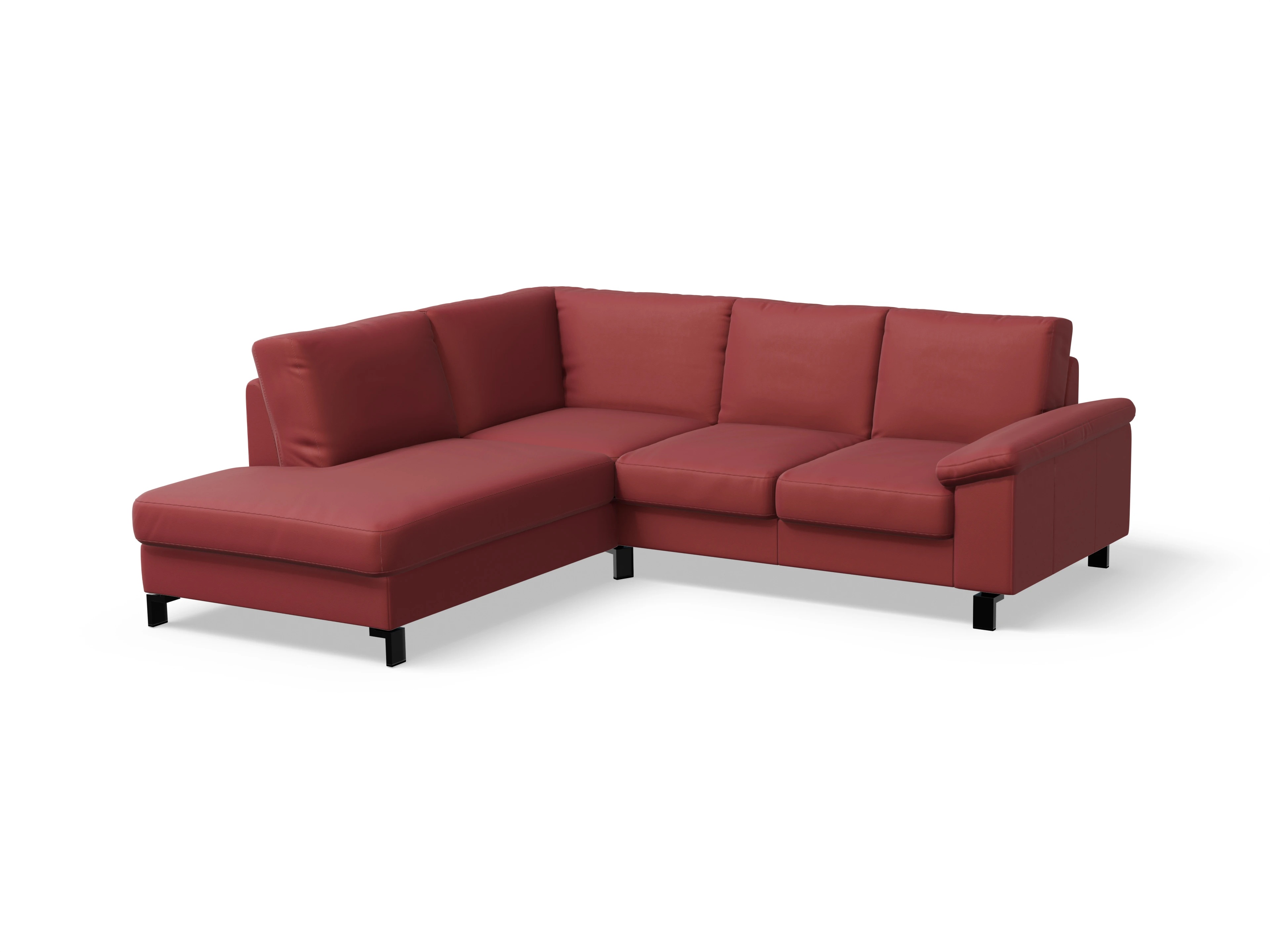 Ansicht des Produktes Casco 2.0 Ecksofa links Abschluss offen in Leder Rot