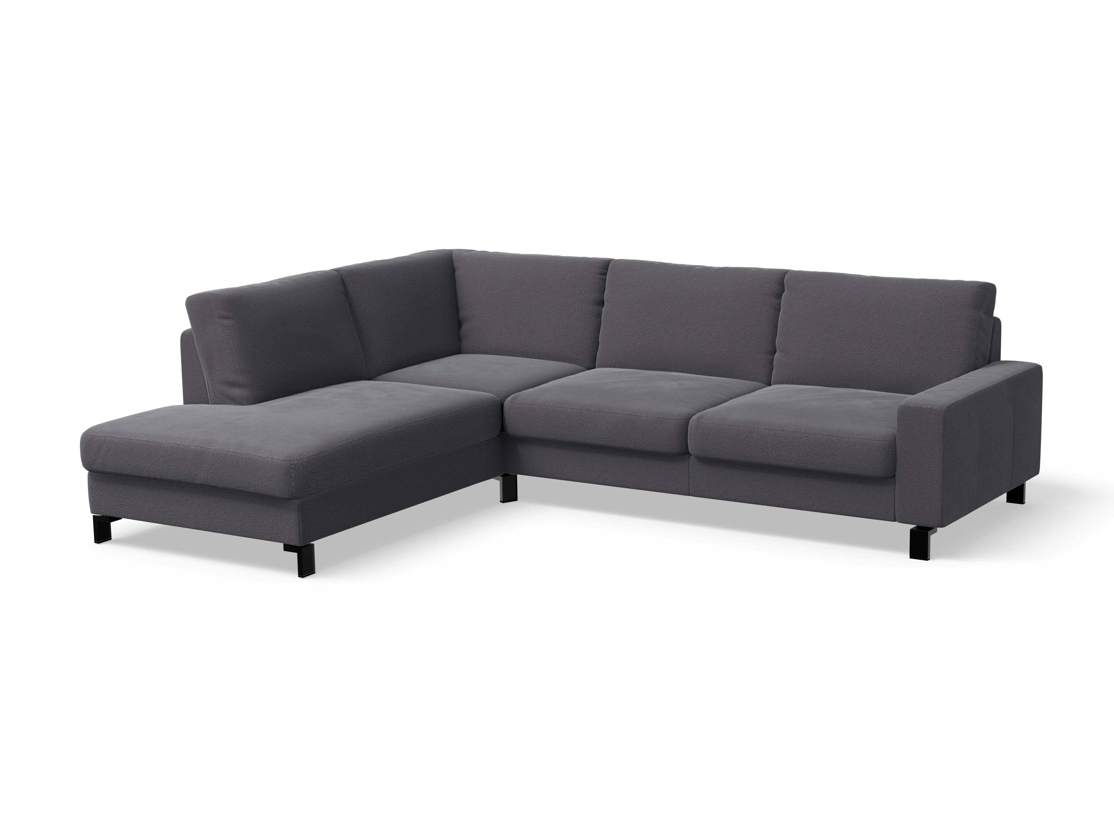 Casco Ecksofa UM Large L Ansicht des Produktes Casco 2.0 Ecksofa links Abschluss offen in Stoff Grau
