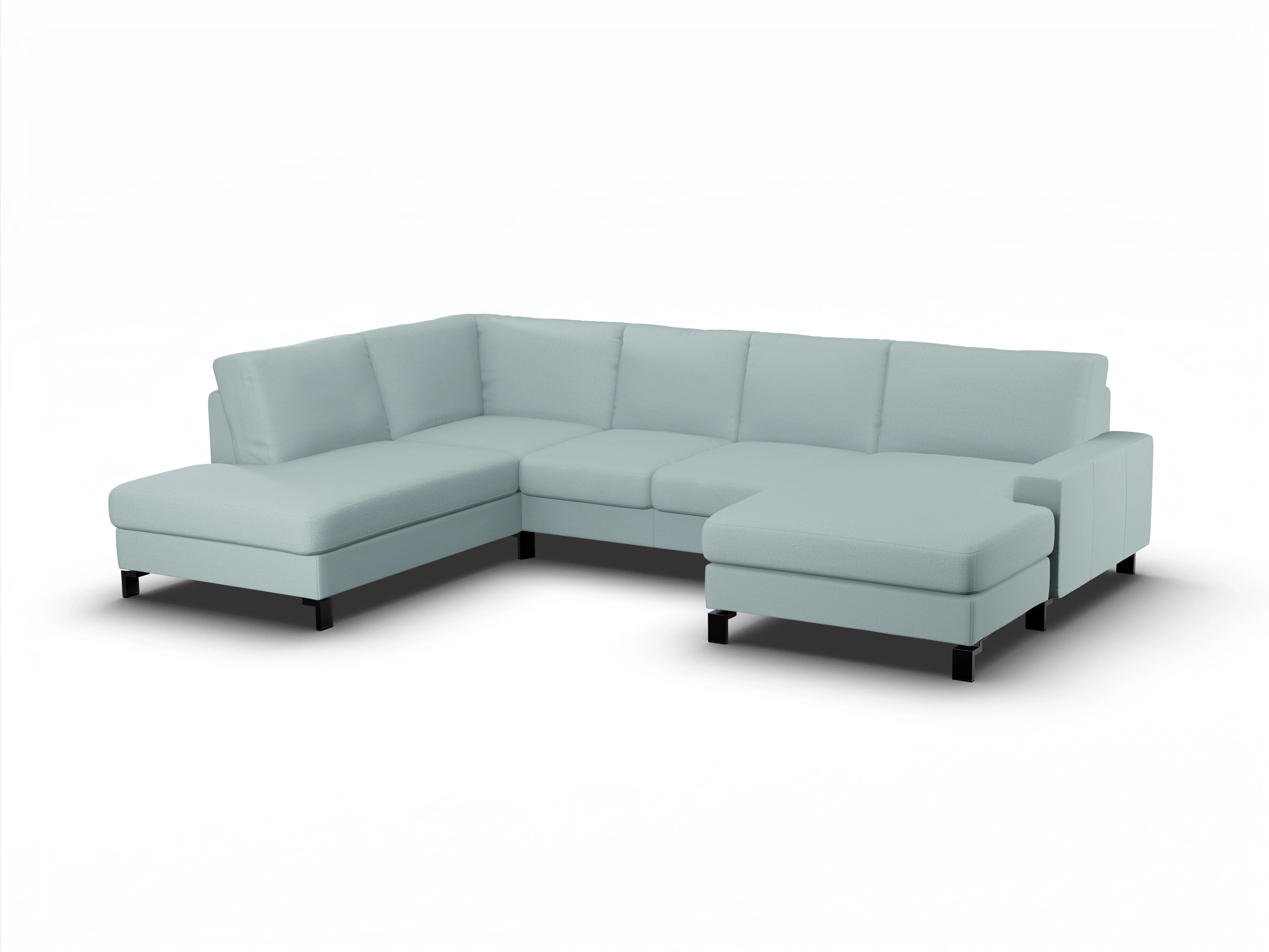 Ansicht des Produktes Casco 2.0 Wohnlandschaft offen beidseitig in Stoff Blau