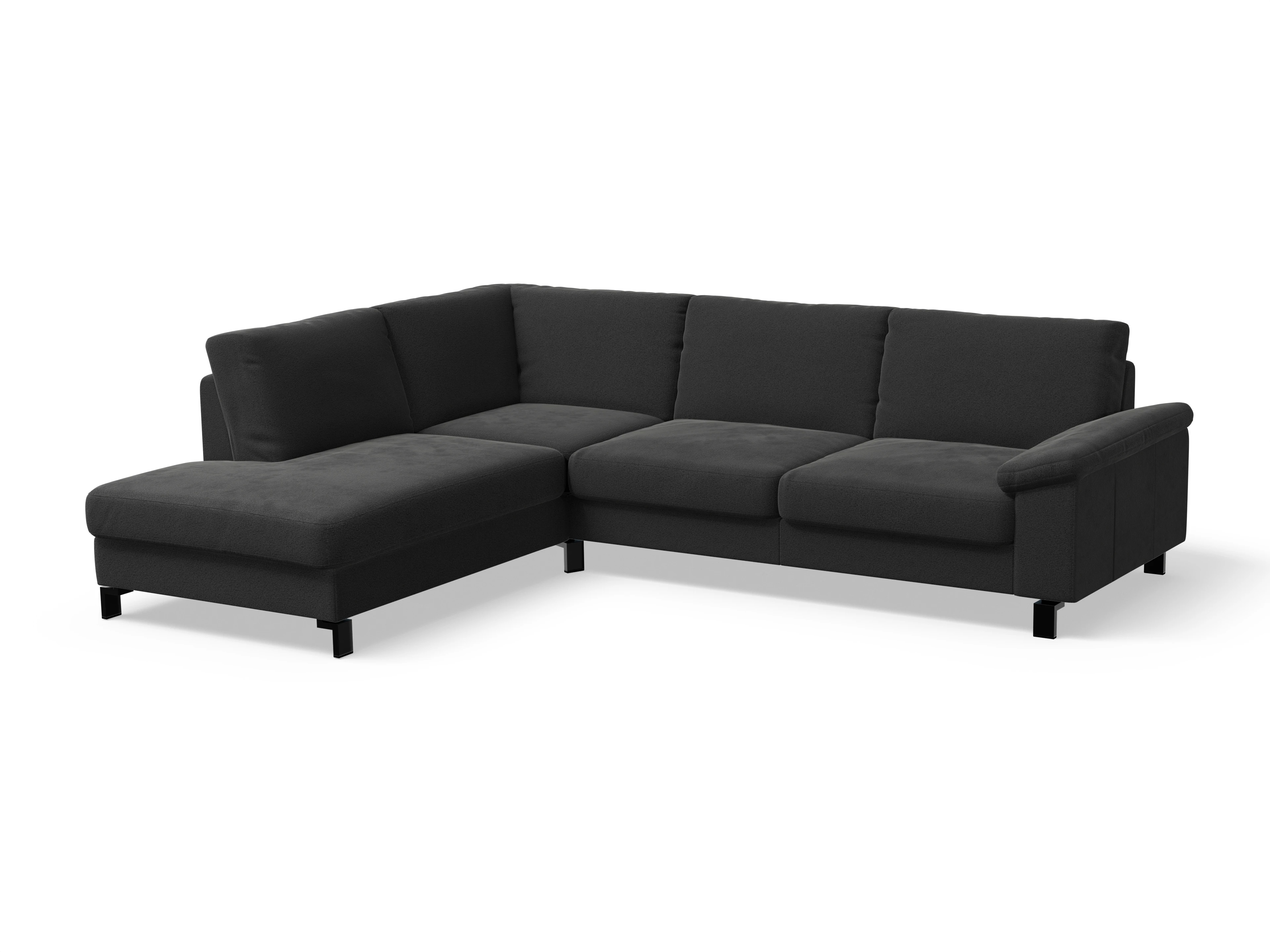 Ansicht des Produktes Casco 2.0 Ecksofa links Abschluss offen in Stoff Schwarz