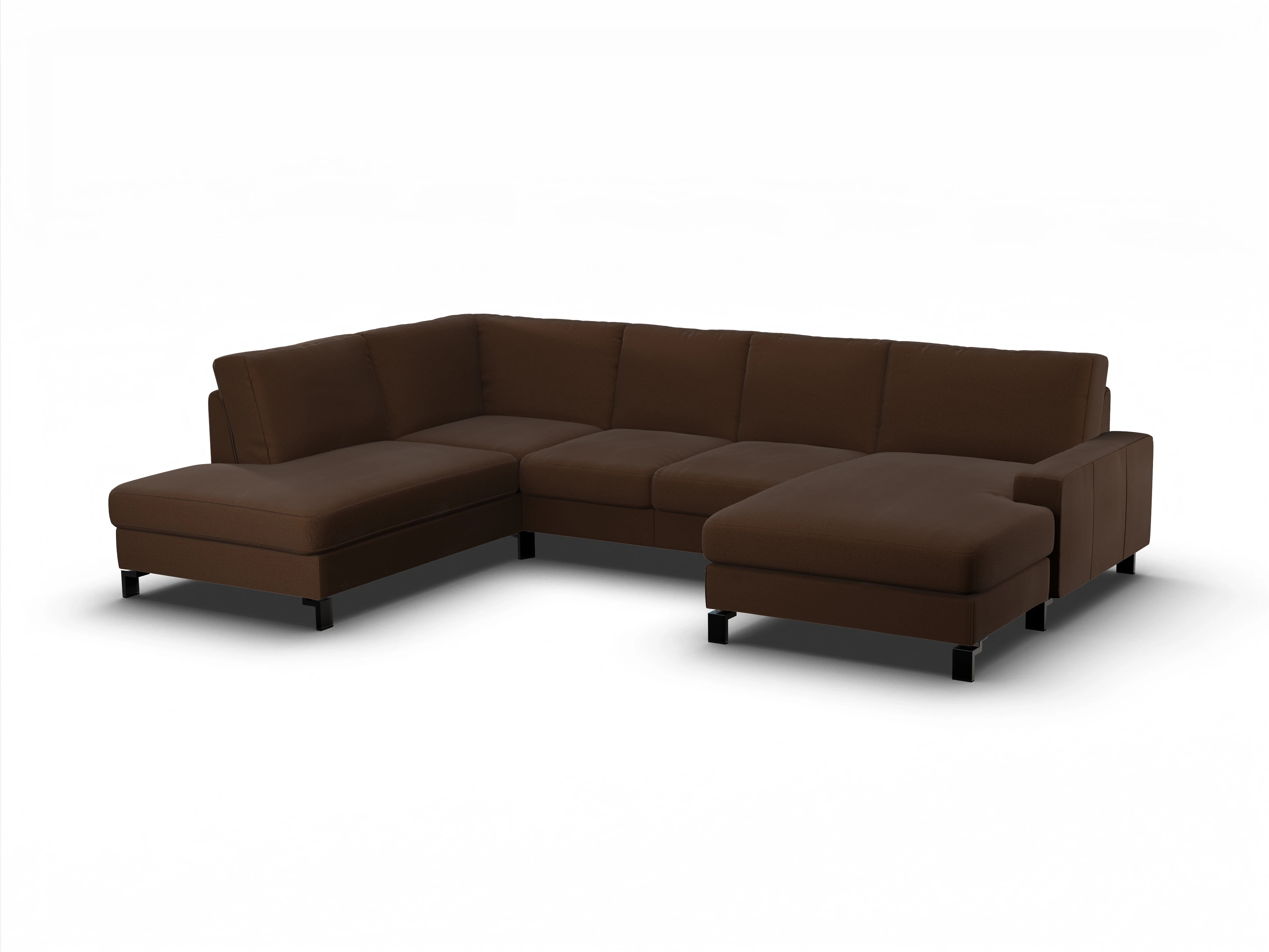 Ansicht des Produktes Casco 2.0 Wohnlandschaft offen beidseitig in Stoff Braun