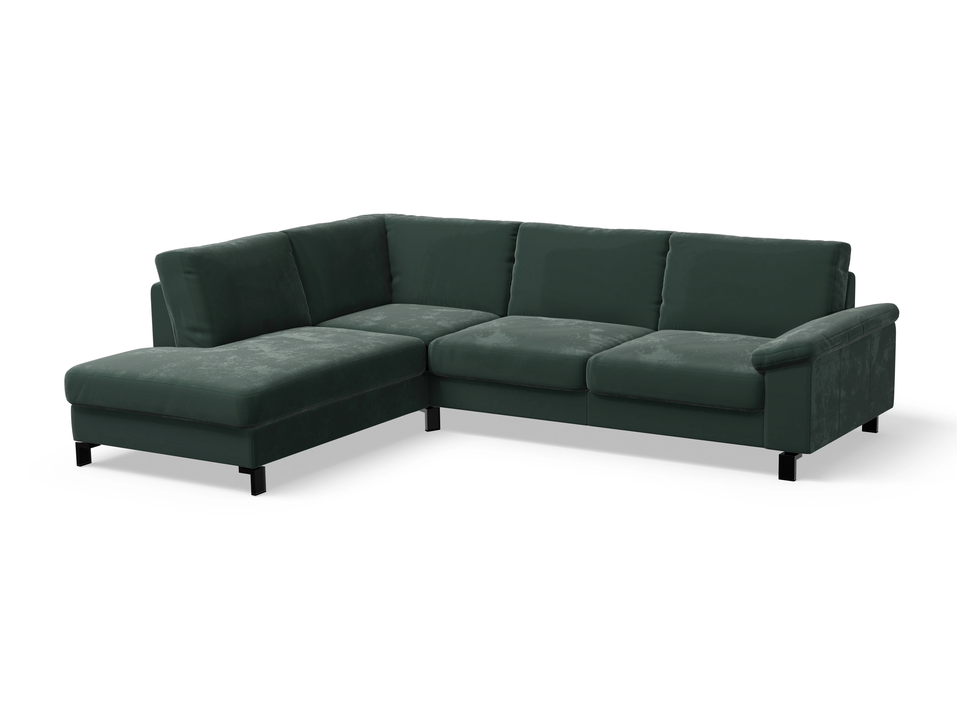 Casco Ecksofa UM Large L Ansicht des Produktes Casco 2.0 Ecksofa links Abschluss offen in Stoff Grün