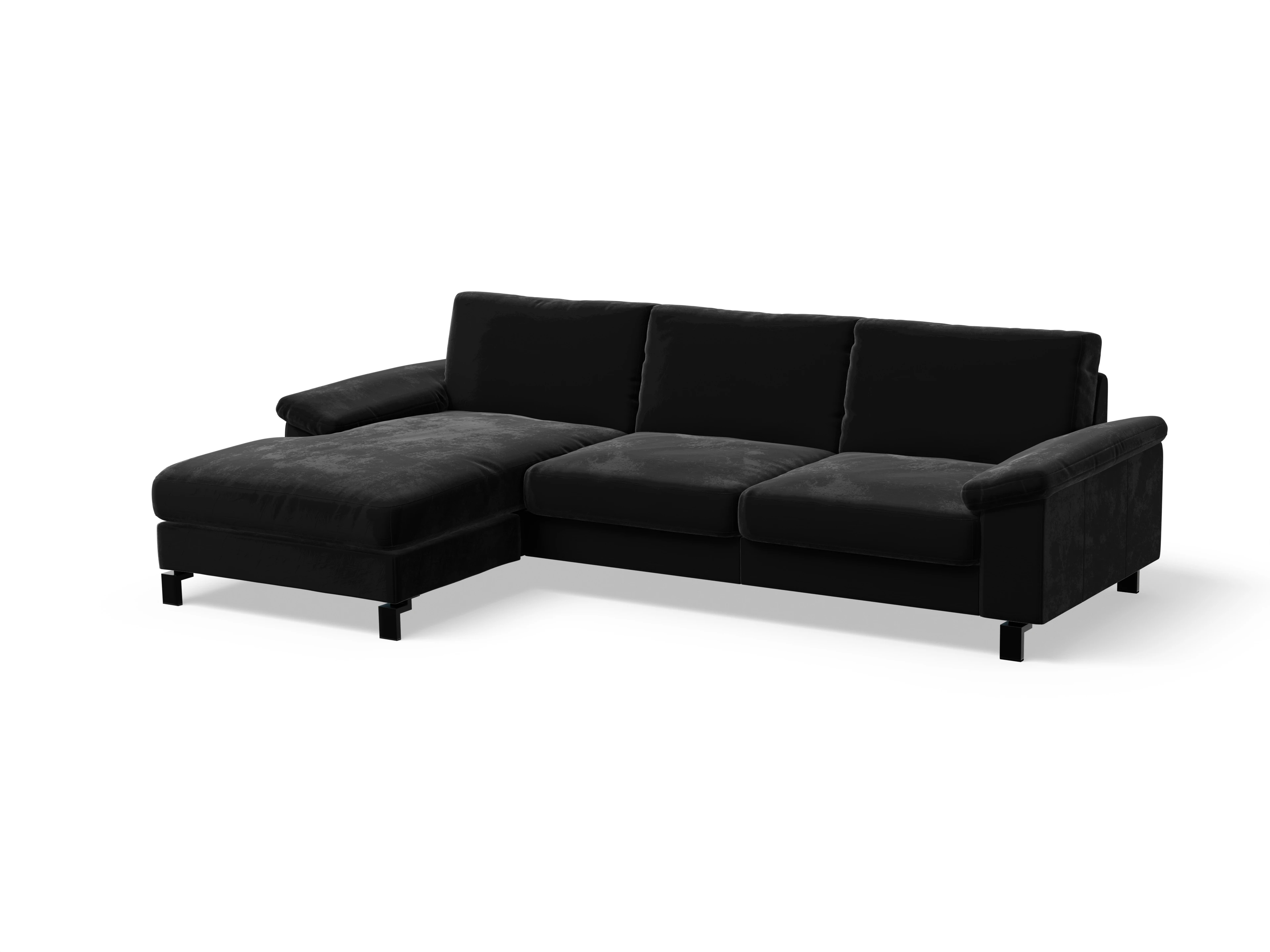 Ansicht des Produktes Casco 2.0 Ecksofa links Abschluss offen in Stoff Schwarz