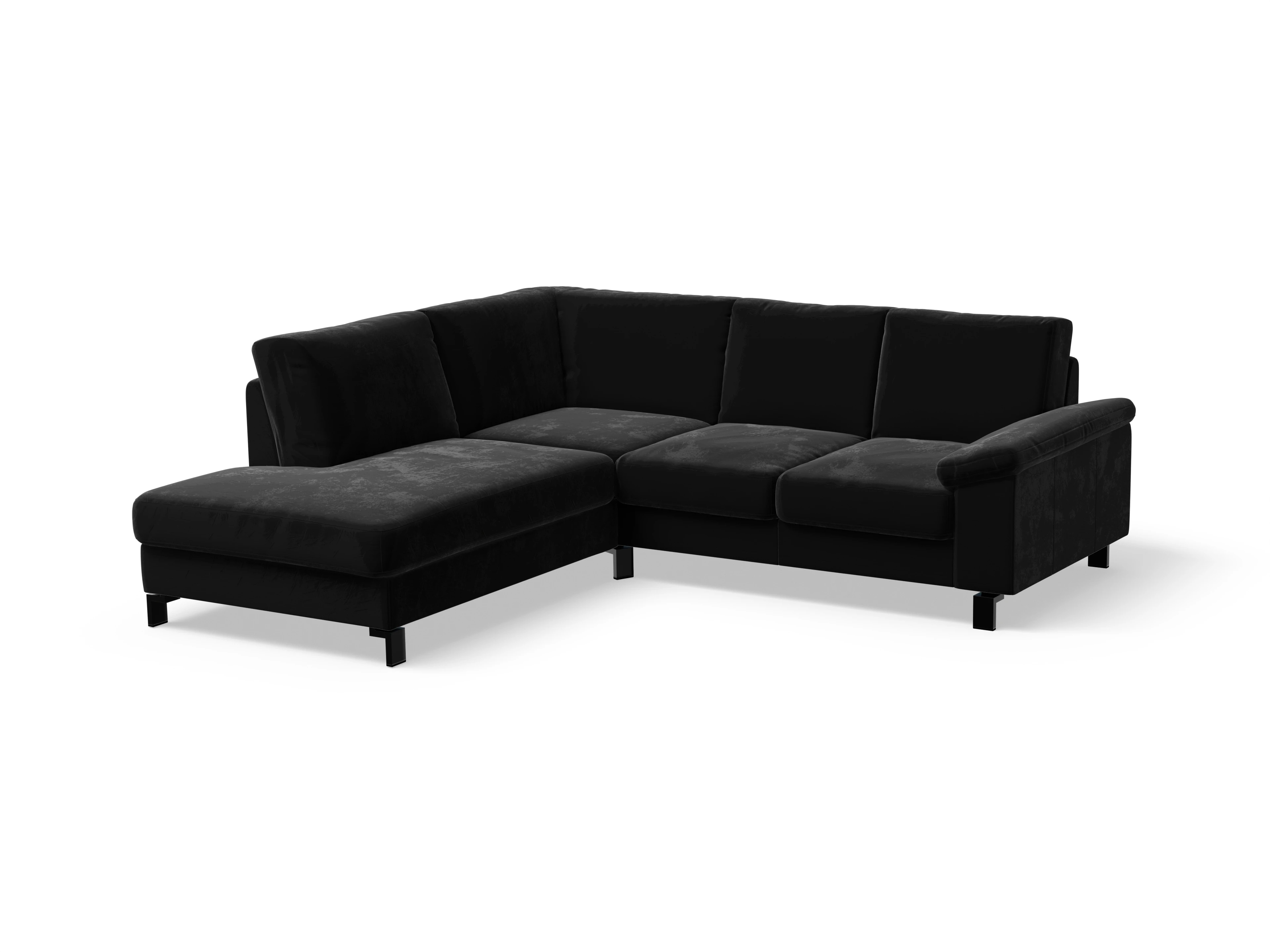 Casco Ecksofa UM Small L Ansicht des Produktes Casco 2.0 Ecksofa links Abschluss offen in Stoff Schwarz