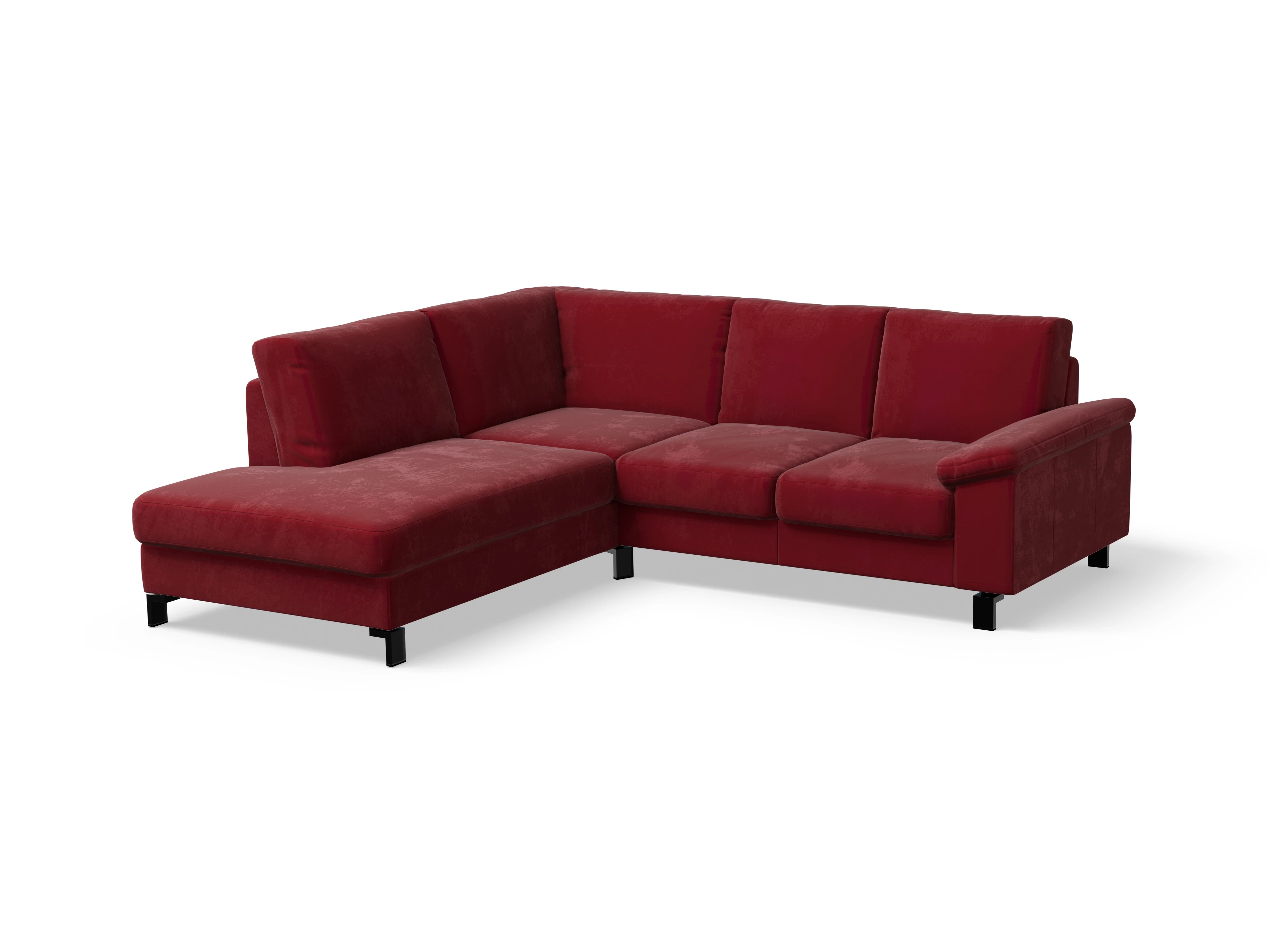 Casco Ecksofa UM Small L Ansicht des Produktes Casco 2.0 Ecksofa links Abschluss offen in Stoff Rot