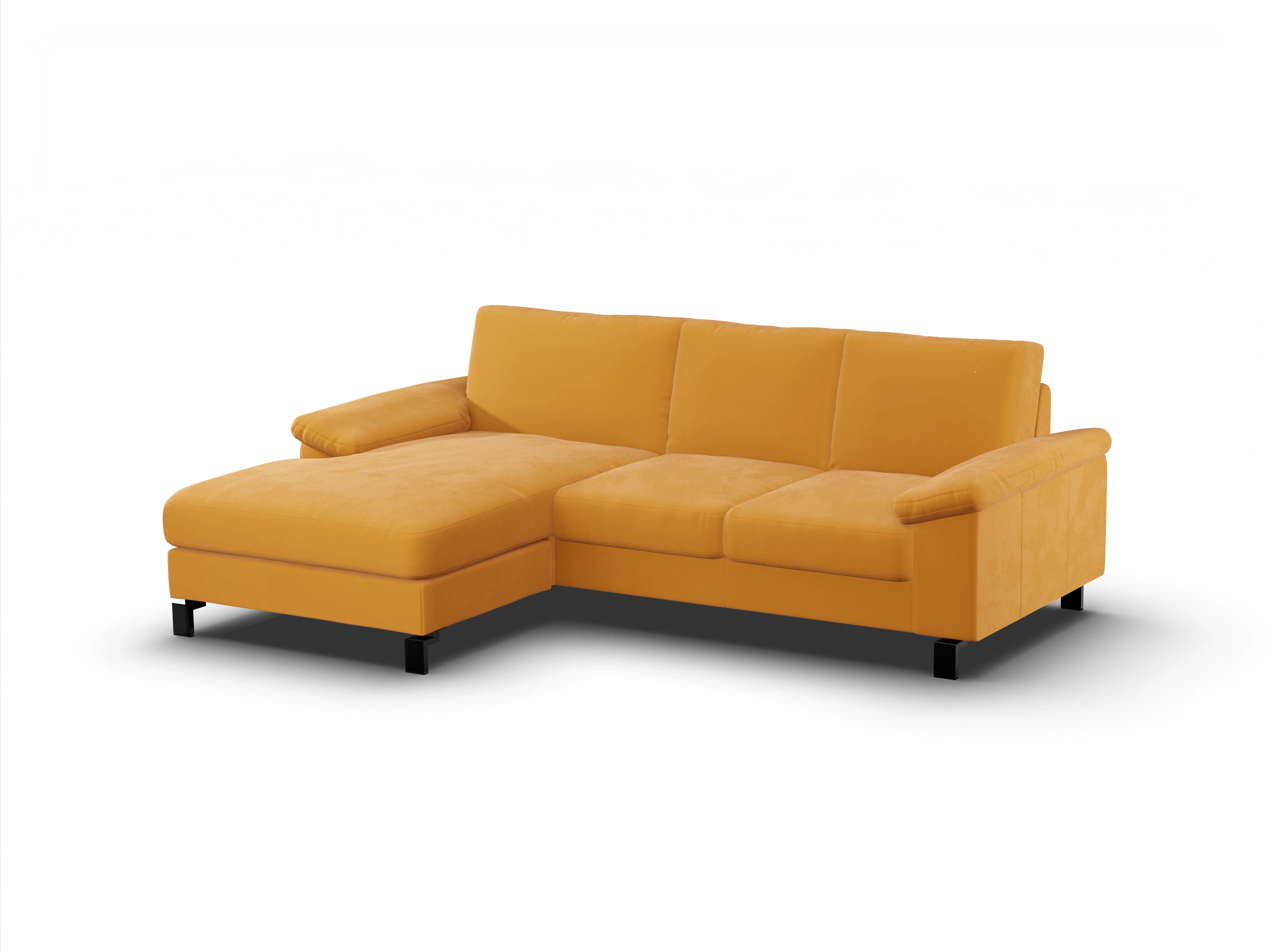 Casco Ecksofa LO Medium L Ansicht des Produktes Casco 2.0 Ecksofa links Abschluss offen in Stoff Gelb