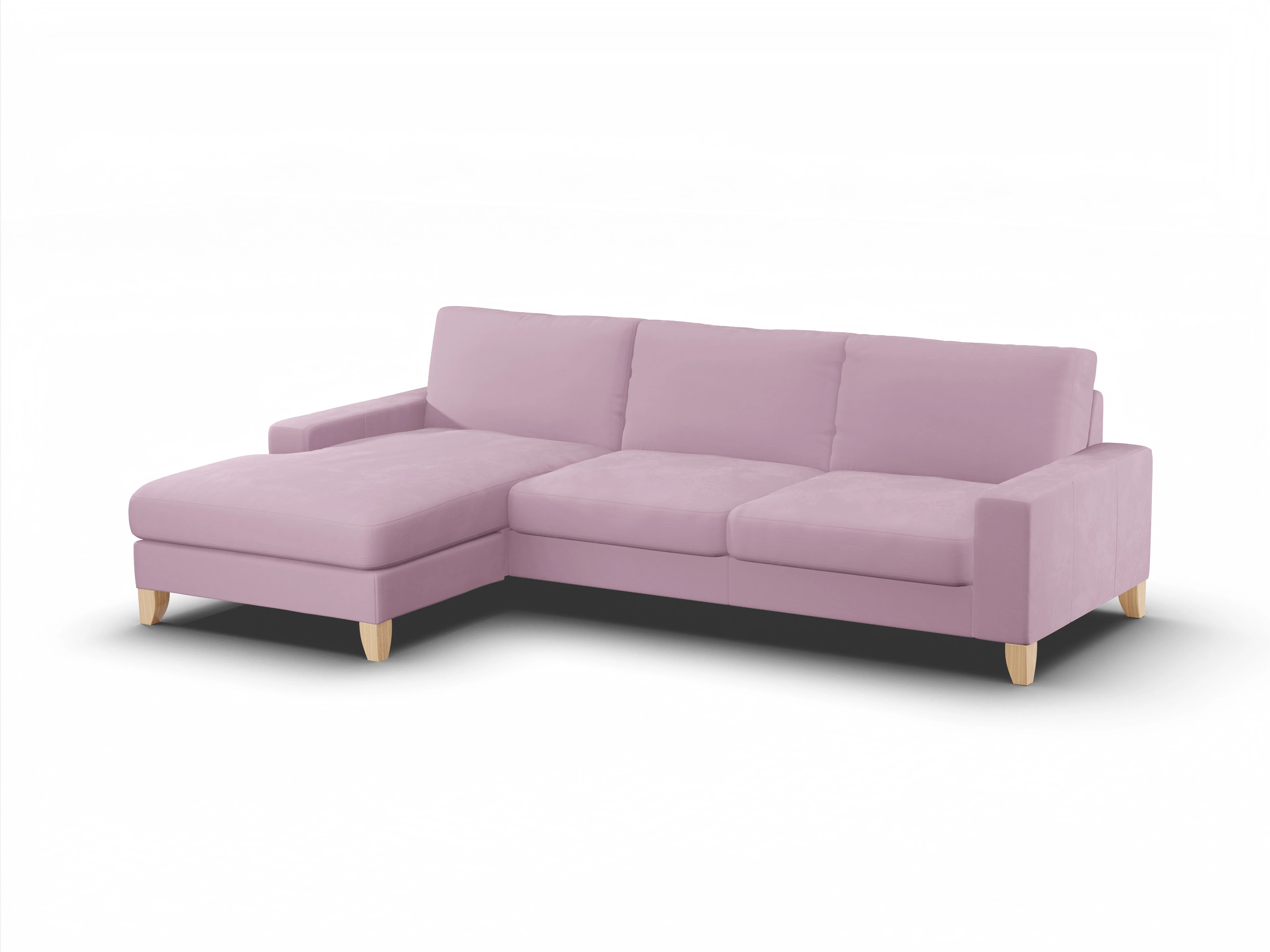 Ansicht des Produktes Casco 2.0 Ecksofa links Abschluss offen in Stoff Rosa