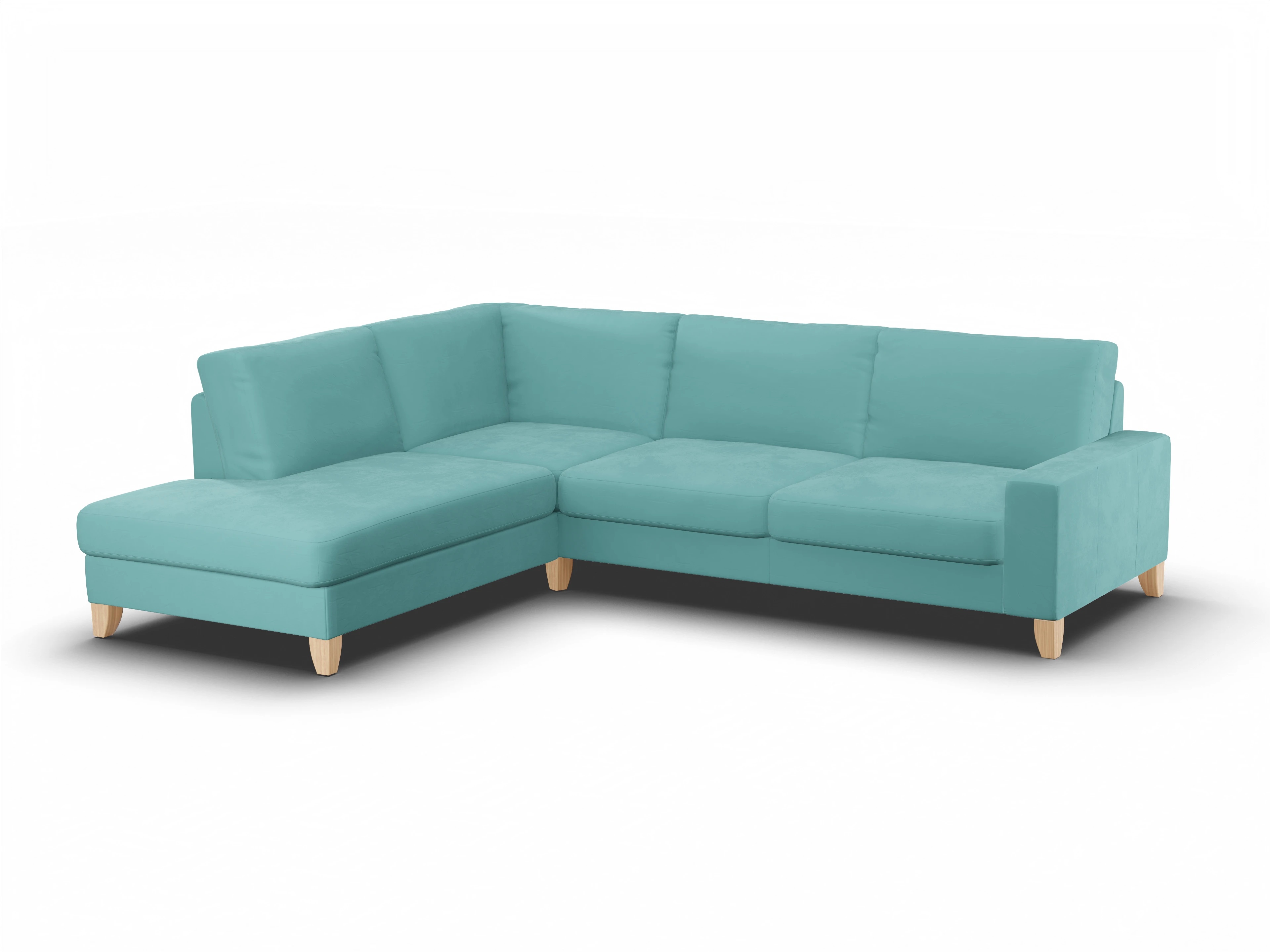 Ansicht des Produktes Casco 2.0 Ecksofa links Abschluss offen in Stoff Blau