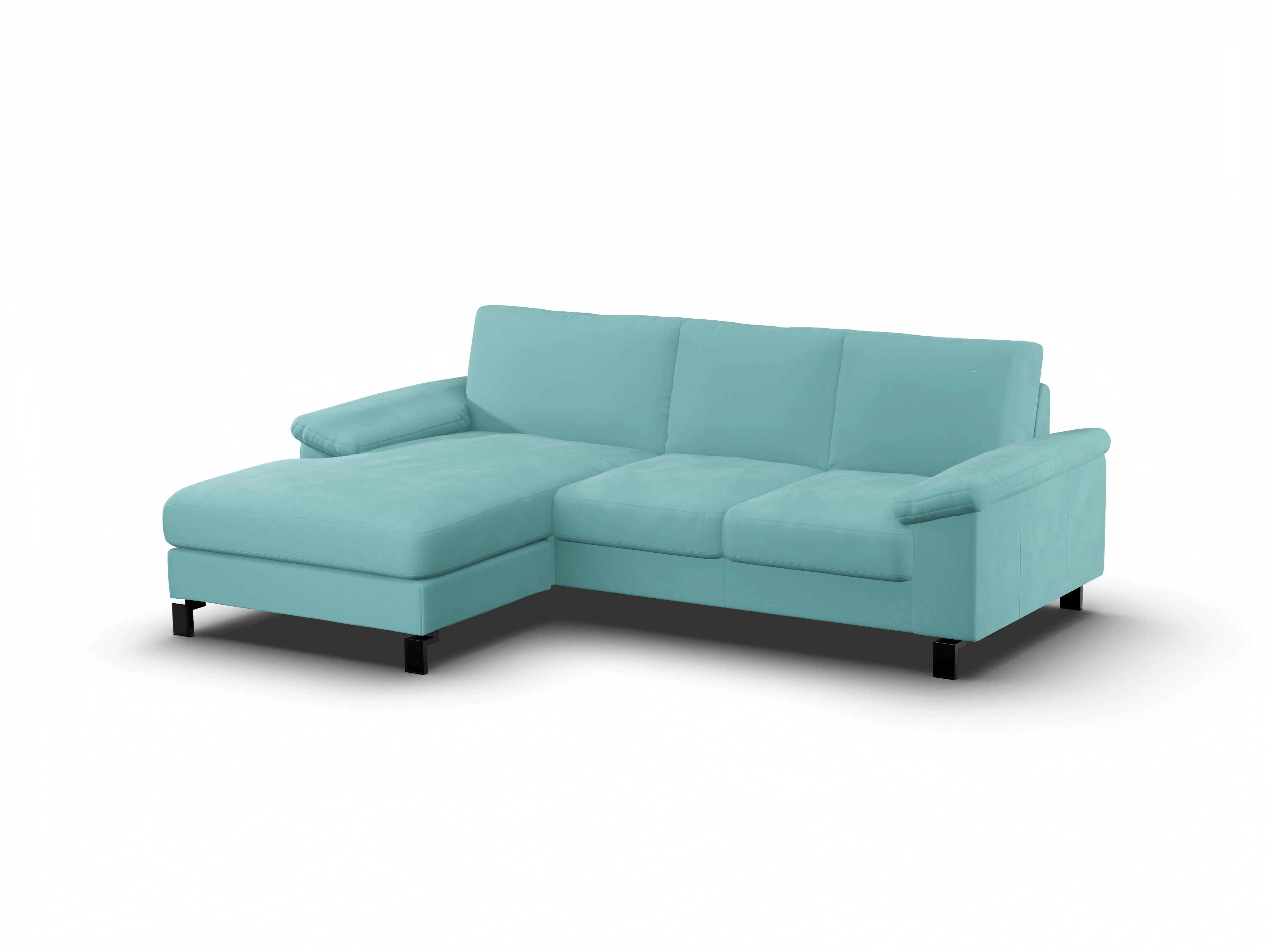 Casco Ecksofa LO Medium L Ansicht des Produktes Casco 2.0 Ecksofa links Abschluss offen in Stoff Blau