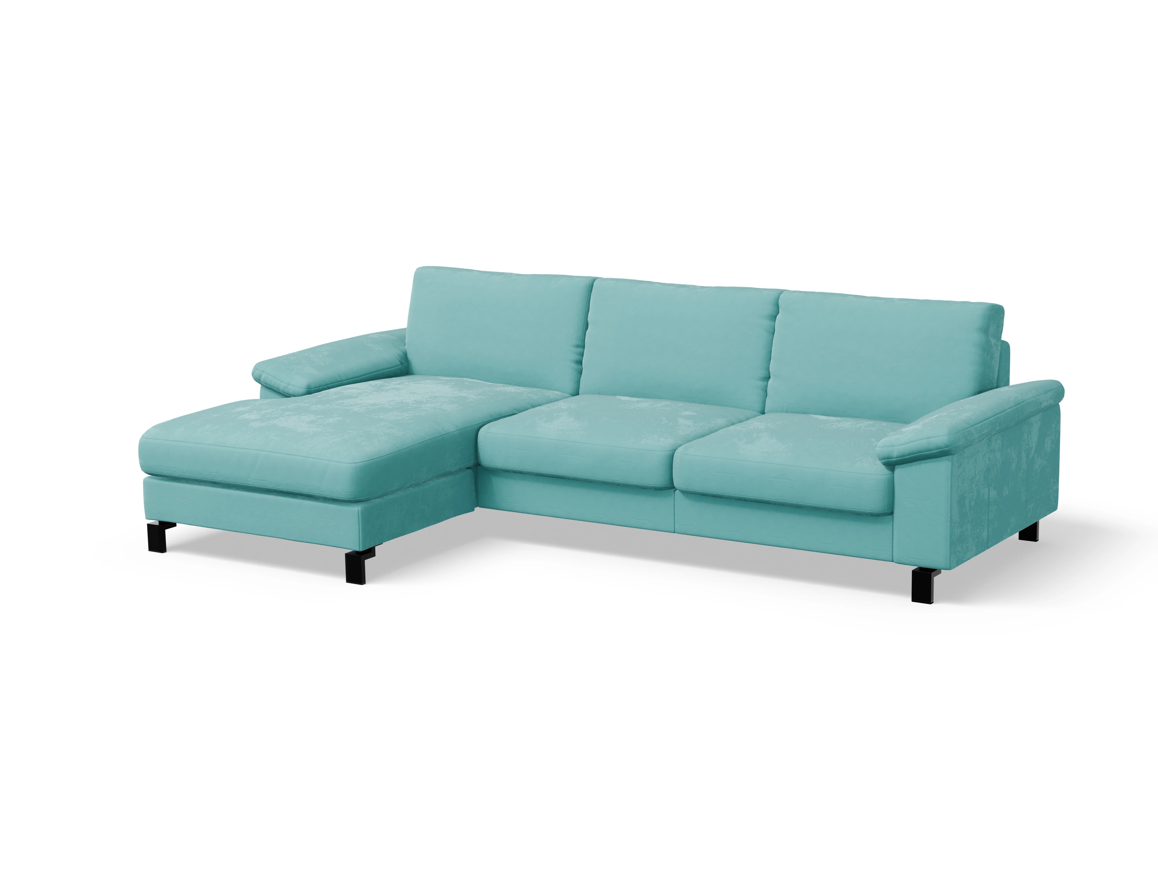 Ansicht des Produktes Casco 2.0 Ecksofa links Abschluss offen in Stoff Blau