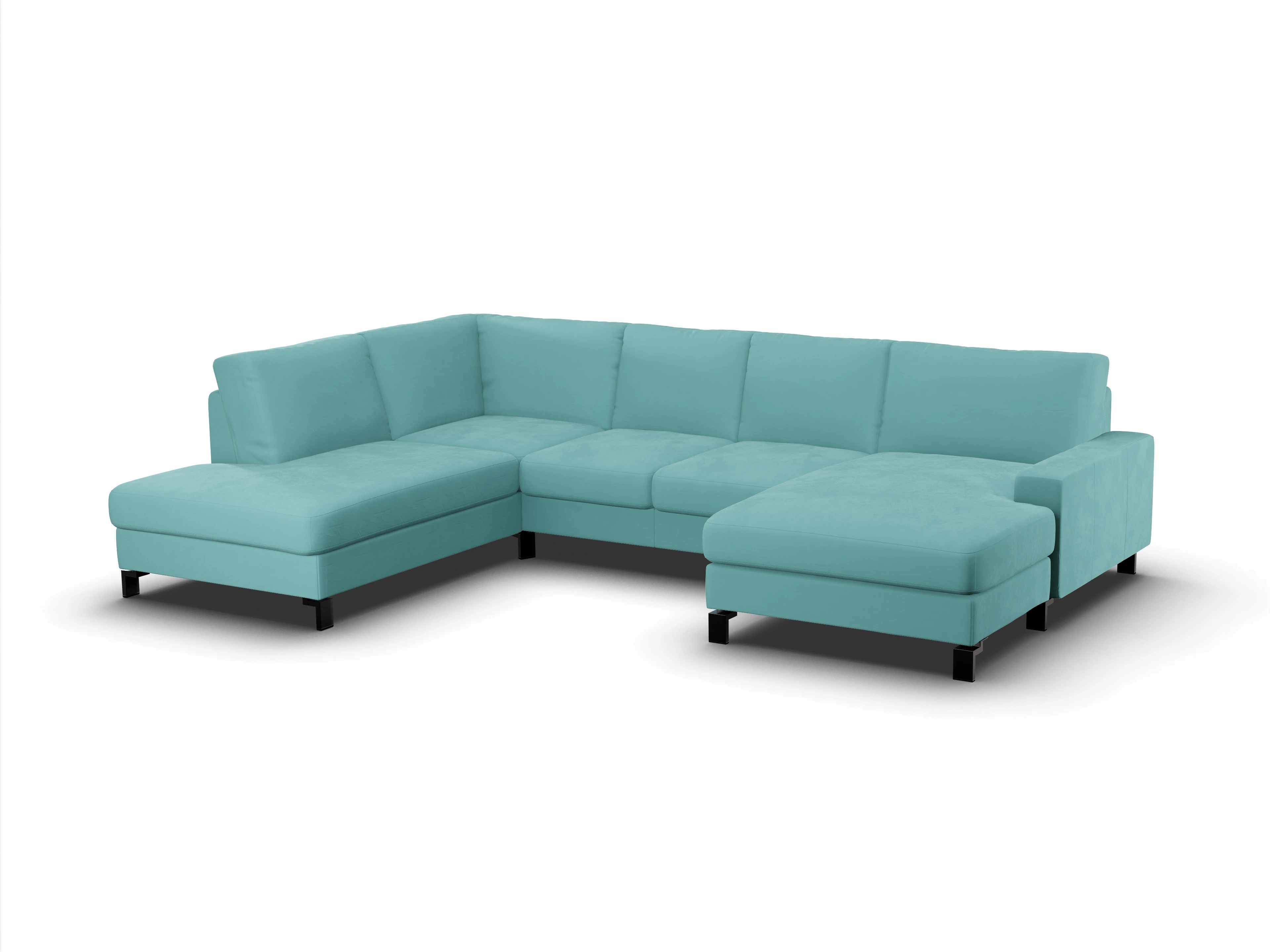 Ansicht des Produktes Casco 2.0 Wohnlandschaft offen beidseitig in Stoff Blau