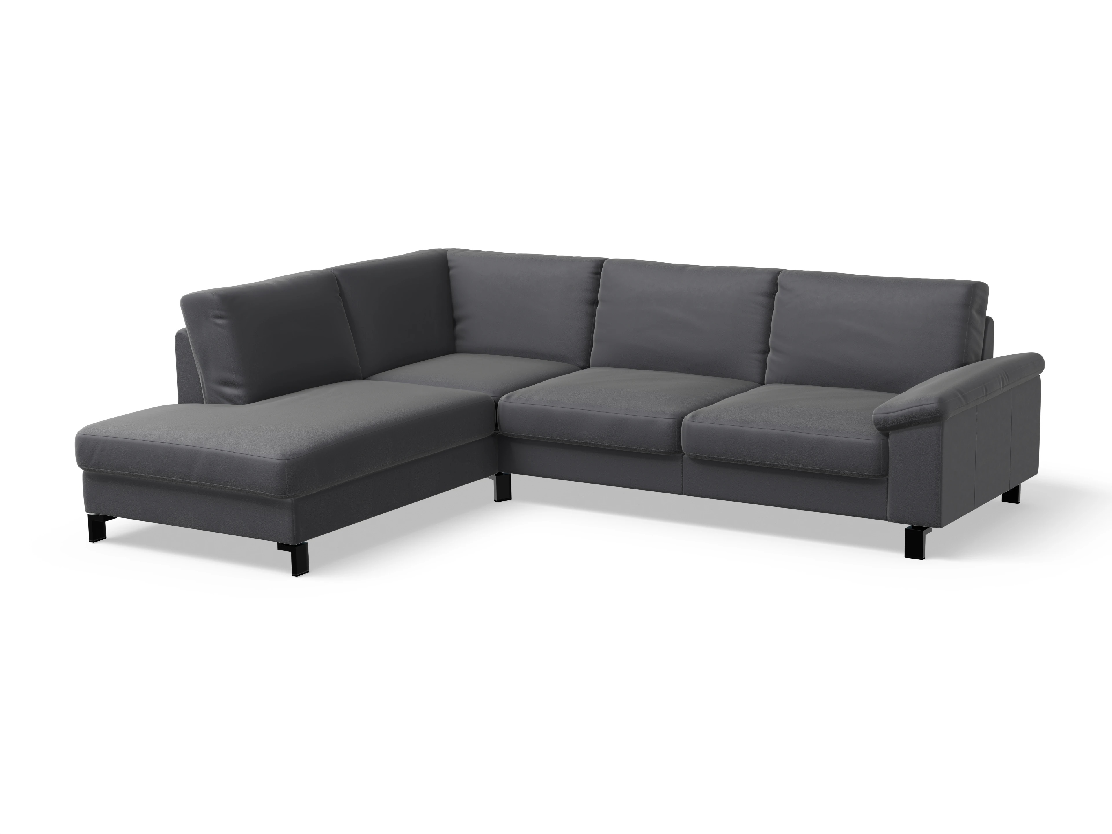 Casco Ecksofa UM Large L Ansicht des Produktes Casco 2.0 Ecksofa links Abschluss offen in Leder Grau